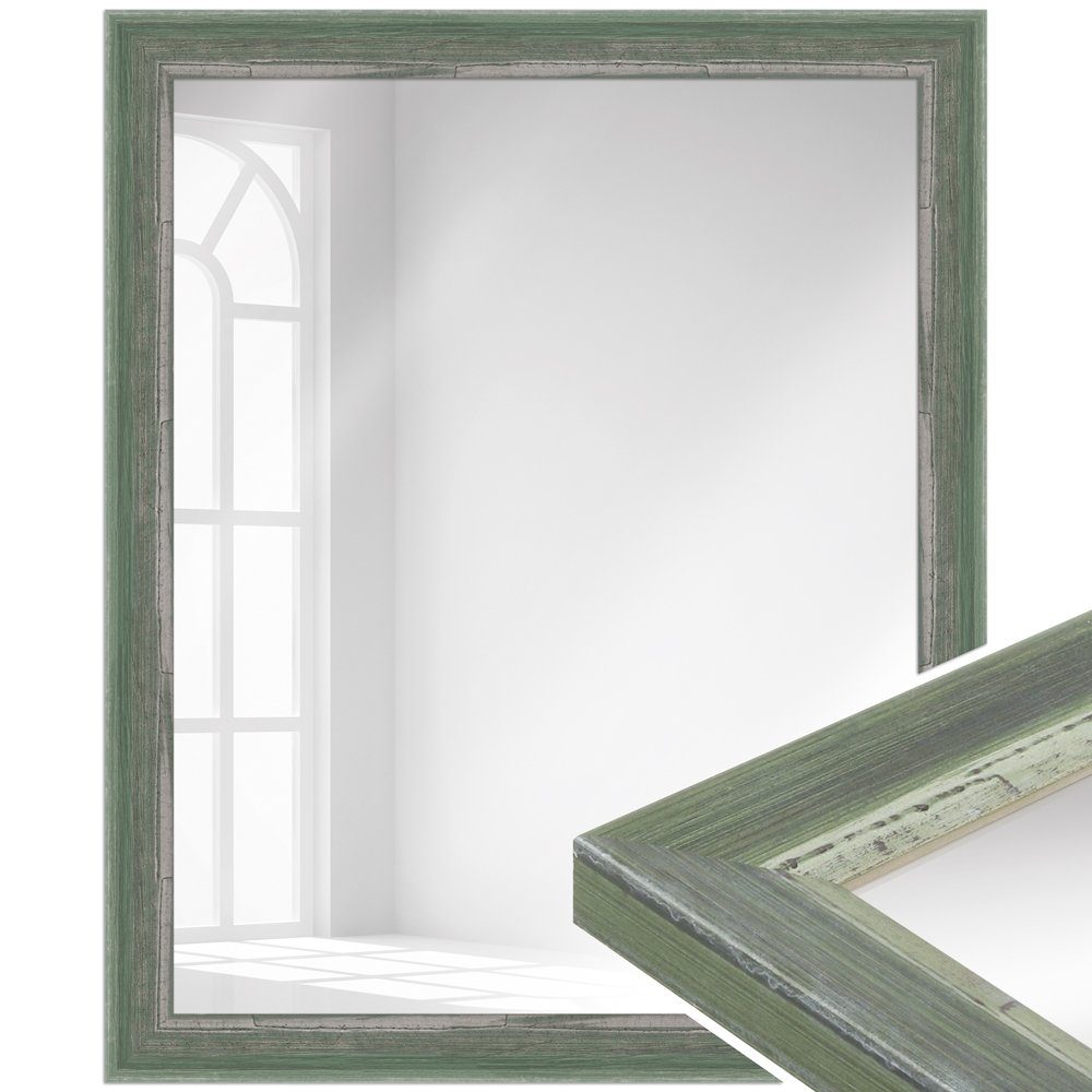 WANDStyle Wandspiegel H640, Vintage Spiegel Grün 46x56 cm, Wandspiegel, Ganzkörperspiegel Groß