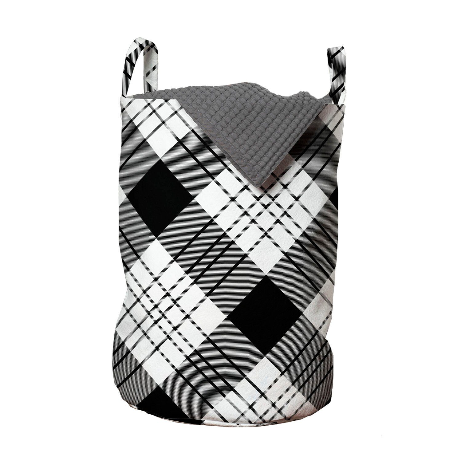 Abakuhaus Wäschesäckchen Wäschekorb mit Polygonen Streifen Diagonal Waschsalons, Griffen Hatched Kordelzugverschluss für