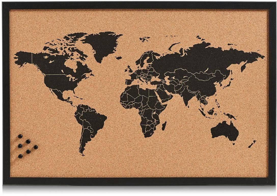 Zeller Present Pinnwand Weltkarte Memoboard, Motiv aus Kork, World