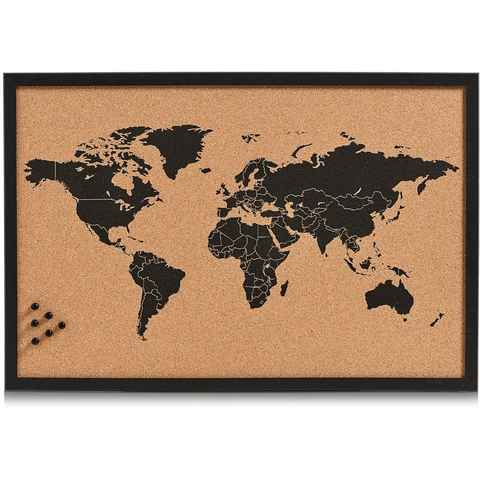 Zeller Present Pinnwand World, Memoboard, aus Kork, Motiv Weltkarte