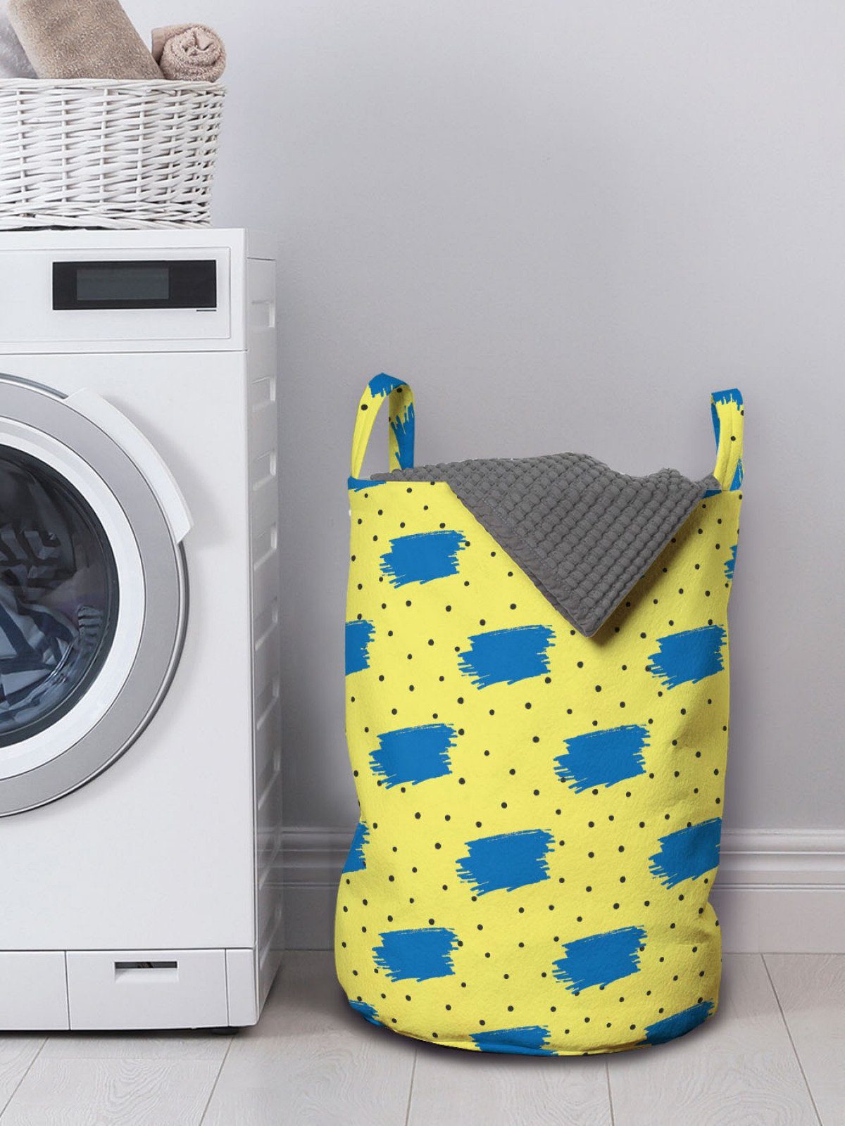 Abakuhaus Wäschesäckchen Wäschekorb mit Kordelzugverschluss Paintbrush Hits Gelbe Punkte Griffen Waschsalons, für