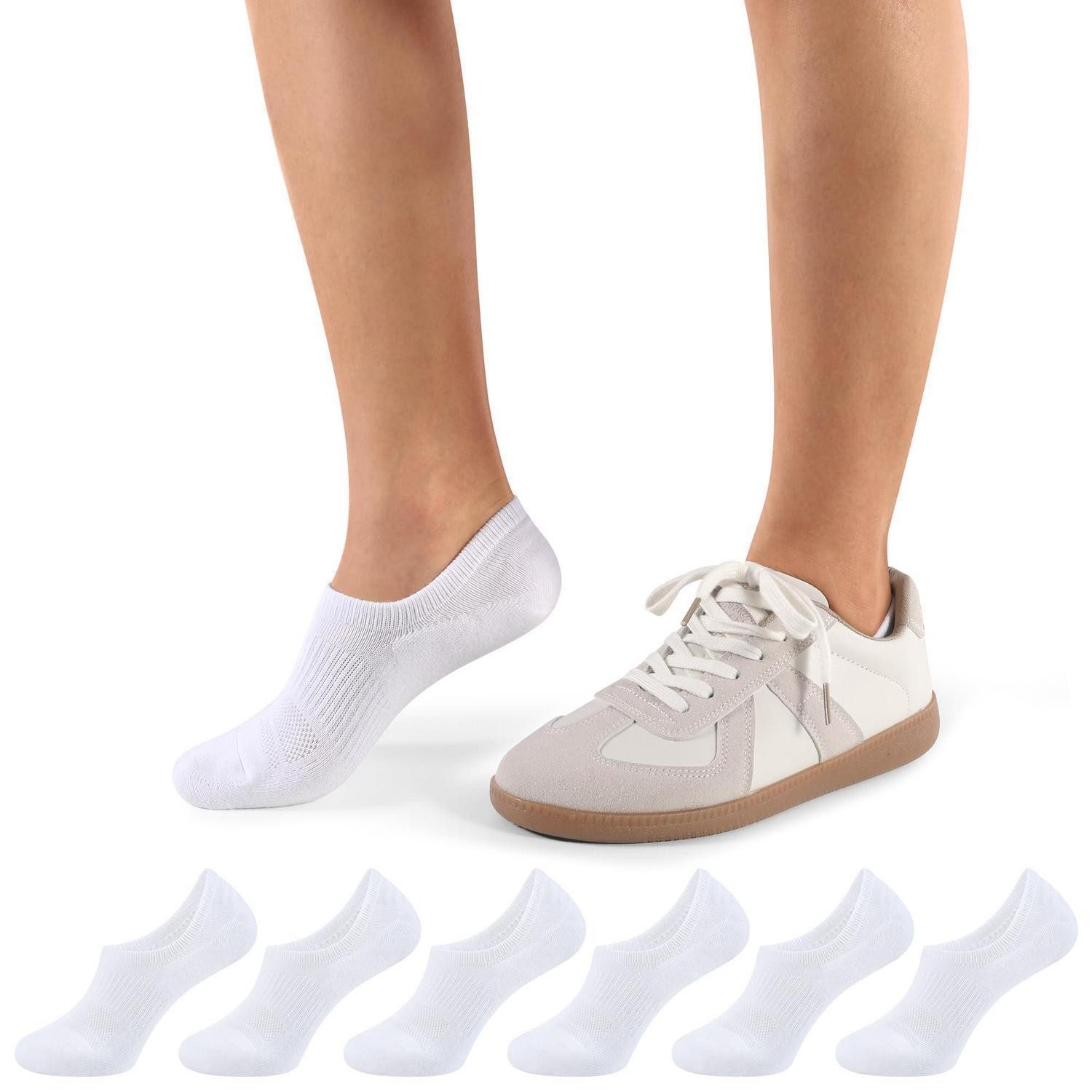 LuxusKollektion Sneakersocken Sneakersocken Damen 6er-Pack Gepolstert Rutschfest M/L