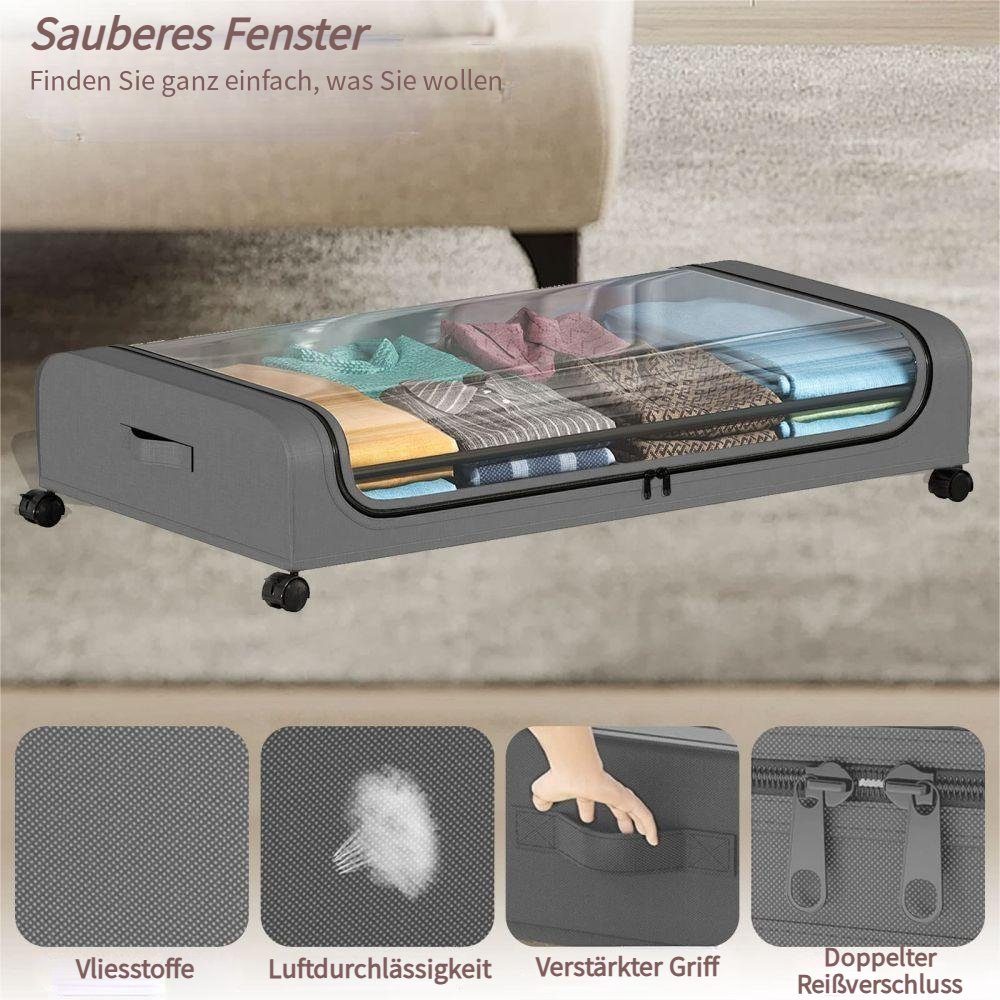 JUBOORI Unterbett Aufbewahrungsbox 96L 2-lagig - Mit Sichtfenster Für Bettdecken & Kleidung