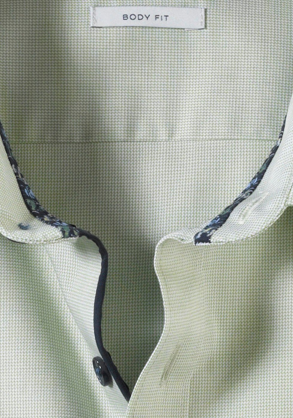 body fit OLYMP Five Logo-Stitching Level mit limone Businesshemd tonigem