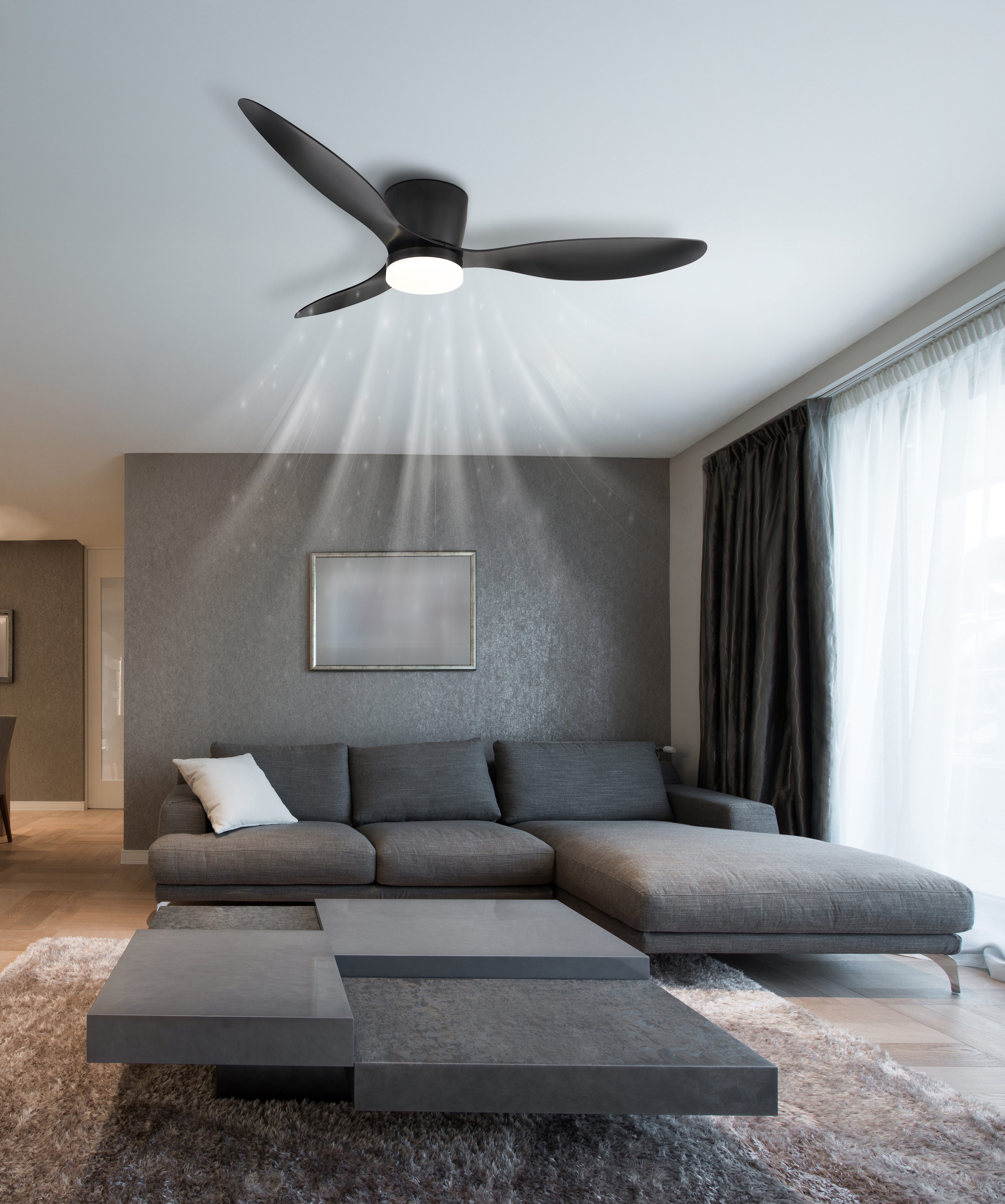 GLOBO LIGHTING Deckenleuchte ARMANDO, LED fest integriert, Deckenventilator mit LED und Fernbedienung, Memoryfunktion