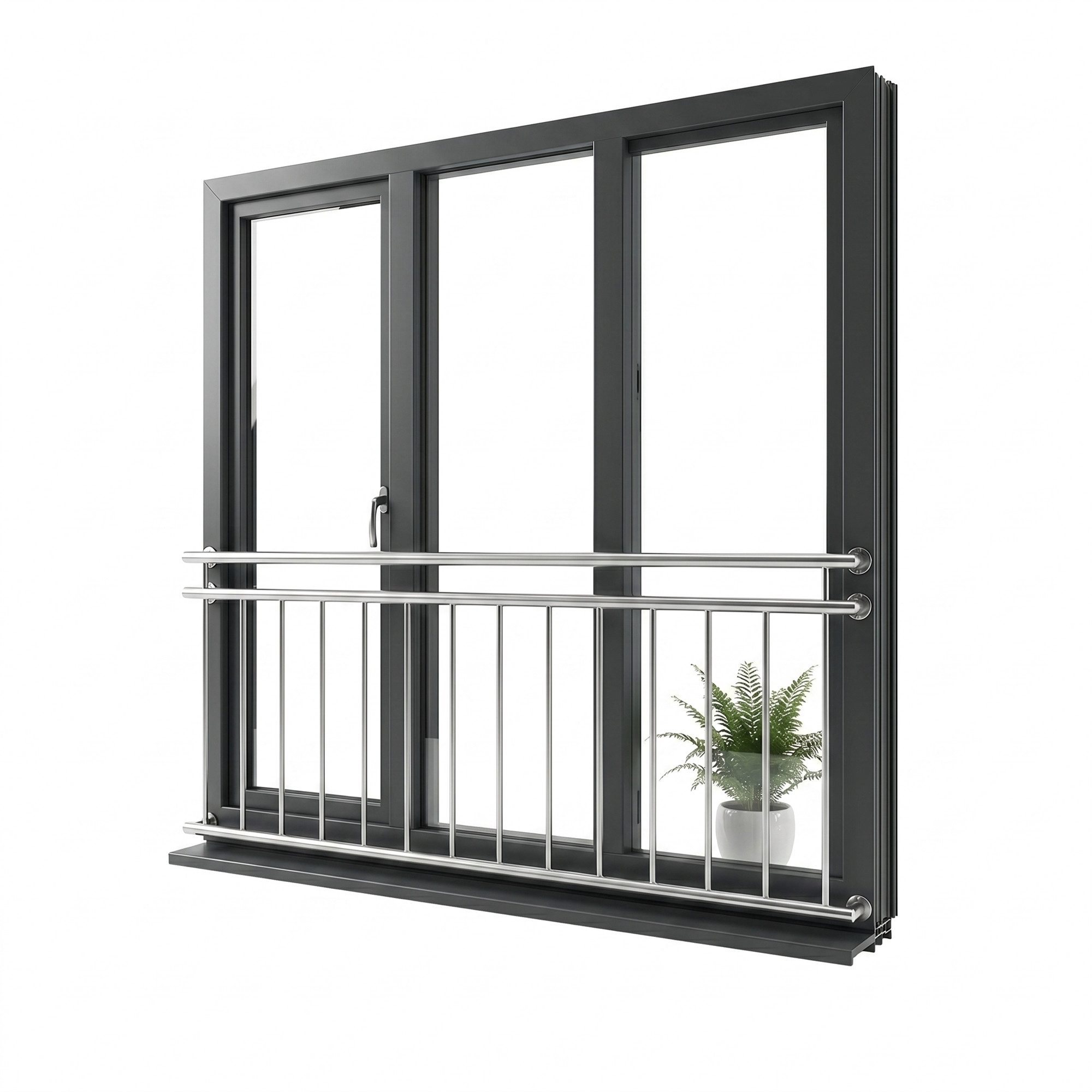 Mucola Brüstungsgeländer Balkongeländer Fenster Geländer Edelstahl Silber V2A Handlauf, 184 cm Länge, 90 cm Höhe, Stück, Premium-Geländer, V2A Edelstahl