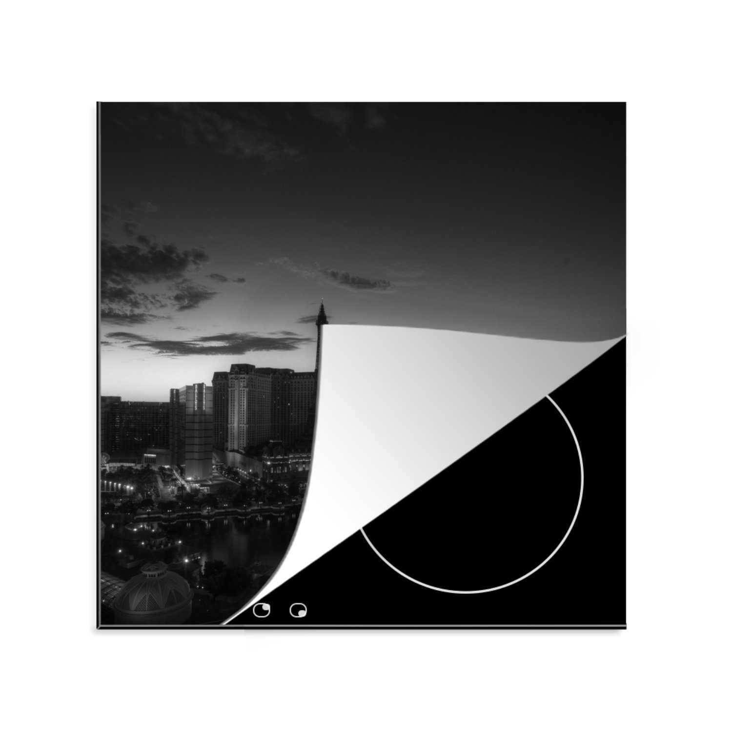 MuchoWow Herdblende-/Abdeckplatte Las Vegas bei Nacht, Vinyl, (1 tlg), 78x78 cm, Ceranfeldabdeckung, Arbeitsplatte für küche