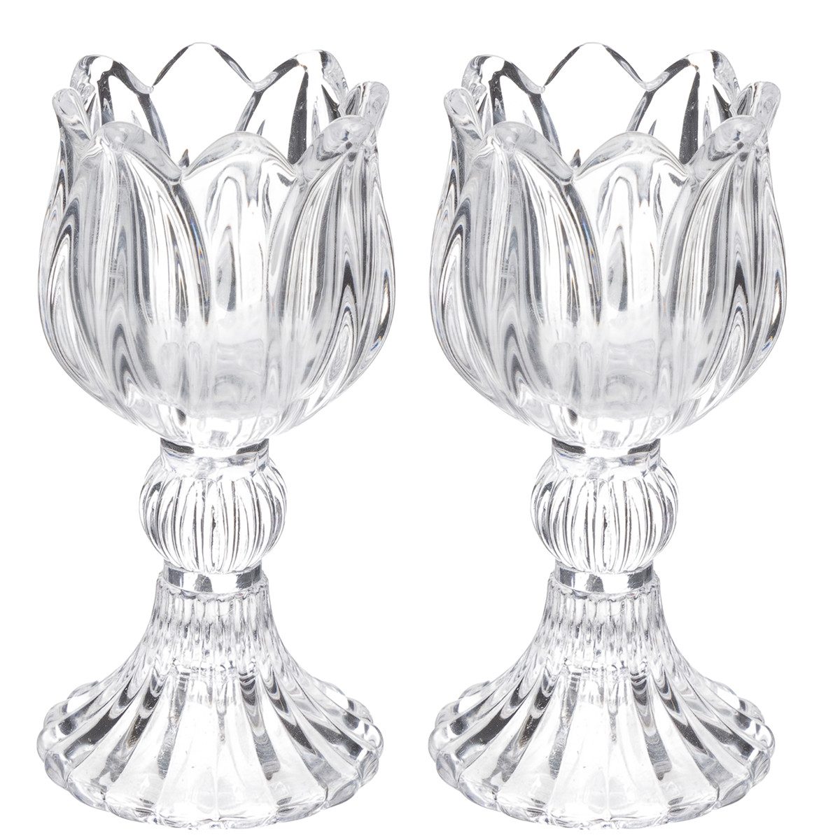 Florists Products Tischvase Glaskerzenhalter Blumenmotiv für stilvolle festliche, 2 Stück
