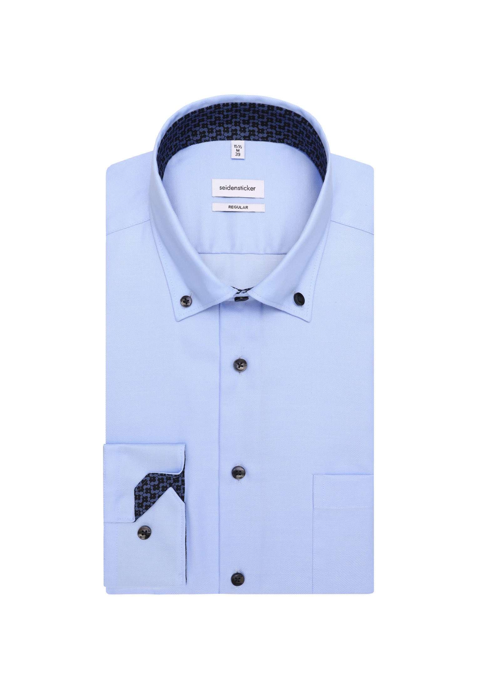 seidensticker Businesshemd Schwarze Rose Regular 1/1 Button-Down-Kragen Uni