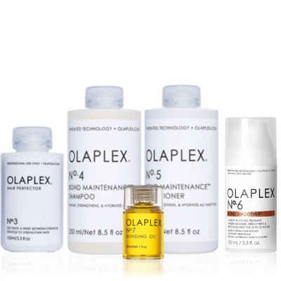 Olaplex Haarpflege-Set »Olaplex Set - Hair Perfector No. 3 + Shampoo No. 4 + Conditioner No. 5 + Bond Smoother No. 6 + Bonding Oil No.7«