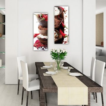 artissimo Glasbild Glasbild 30x80cm Küche Küchenbild Chilli Reis, Essen und Trinken: Hochformat II