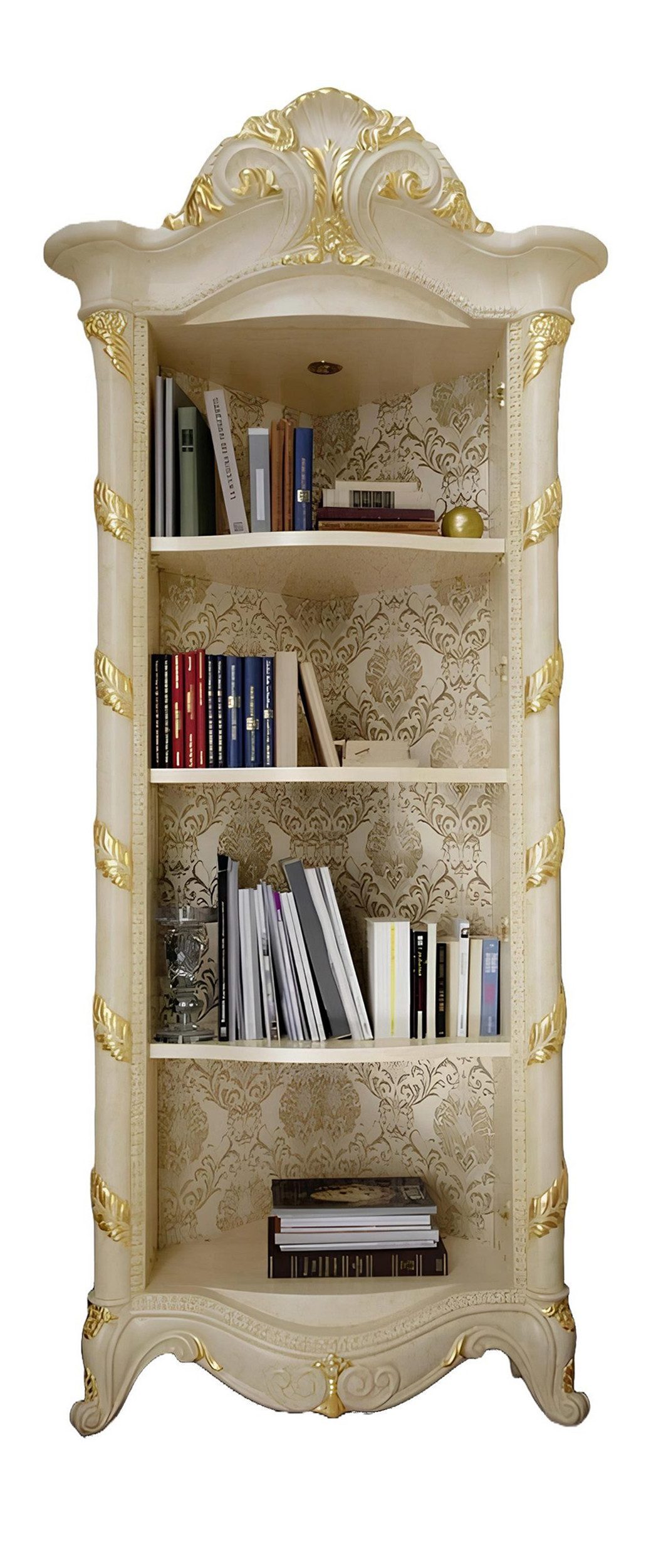 JVmoebel Aktenschrank Schränke Barock Stil Vitrine Bar Schrank Massiv Regal Bücherregal Holz Made in Europa
