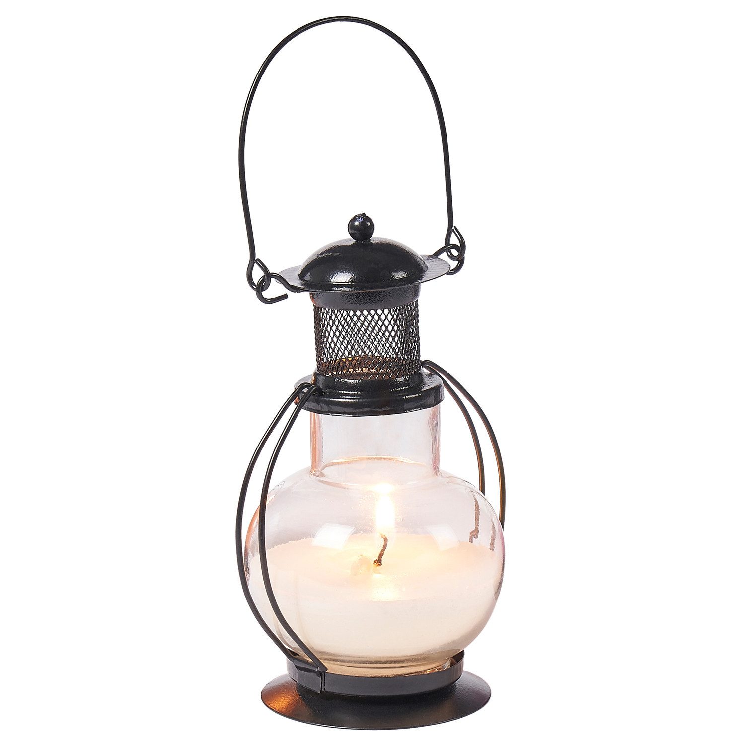 Marrakesch Orient & Mediterran Interior Duftlampe Orientalische Wachslaterne Mini Vanille edel aus Metall und Glas 14 cm (1 St), Echtwachs