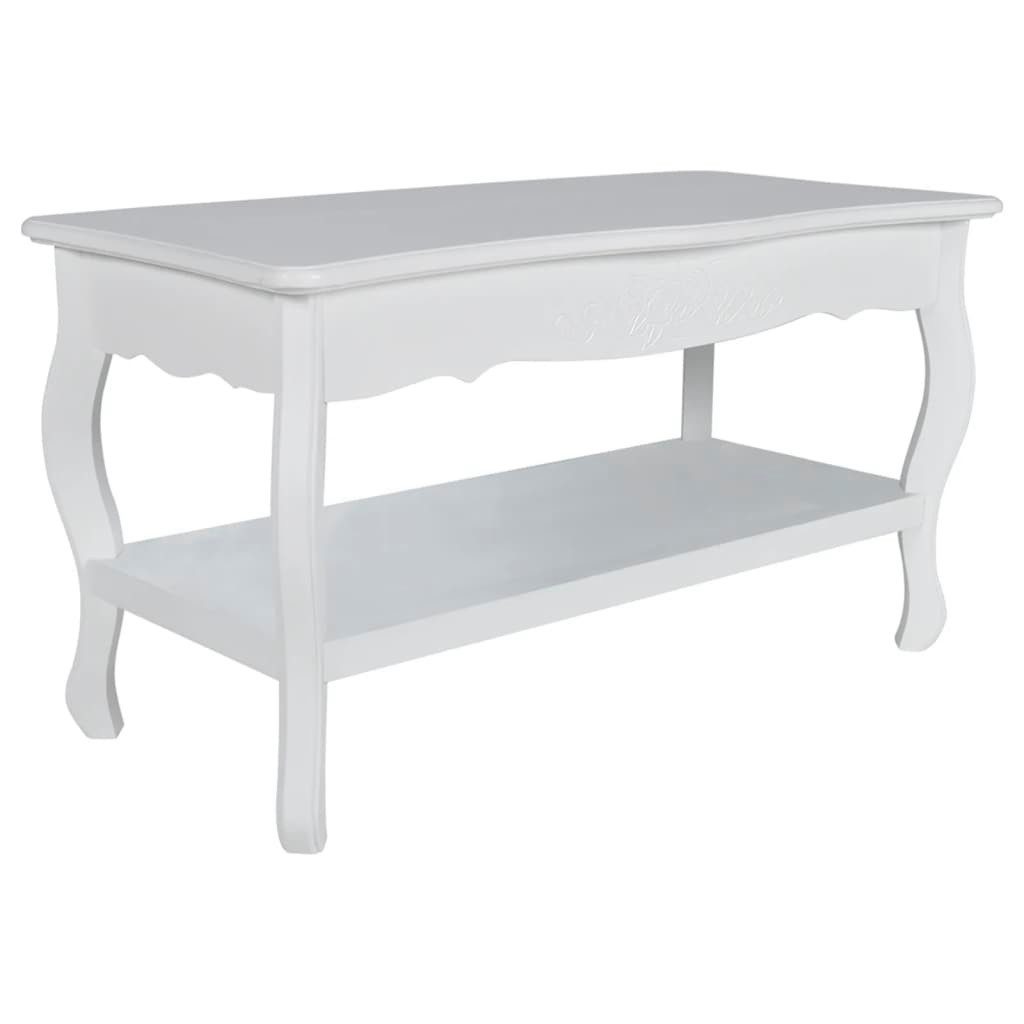 vidaXL Ablagetisch, Couchtisch mit Ablageboden MDF Weiß