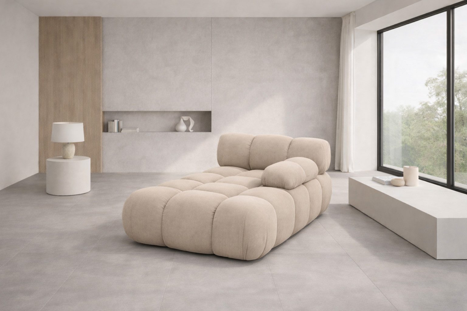 Kaiser Möbel Chaiselongue modular für Wohnzimmer, Veloursstoff Salvador, Selia, Chaiselongue, Veloursstoff Salvador,Teil eines Modulsystems,moderne, elegante Optik