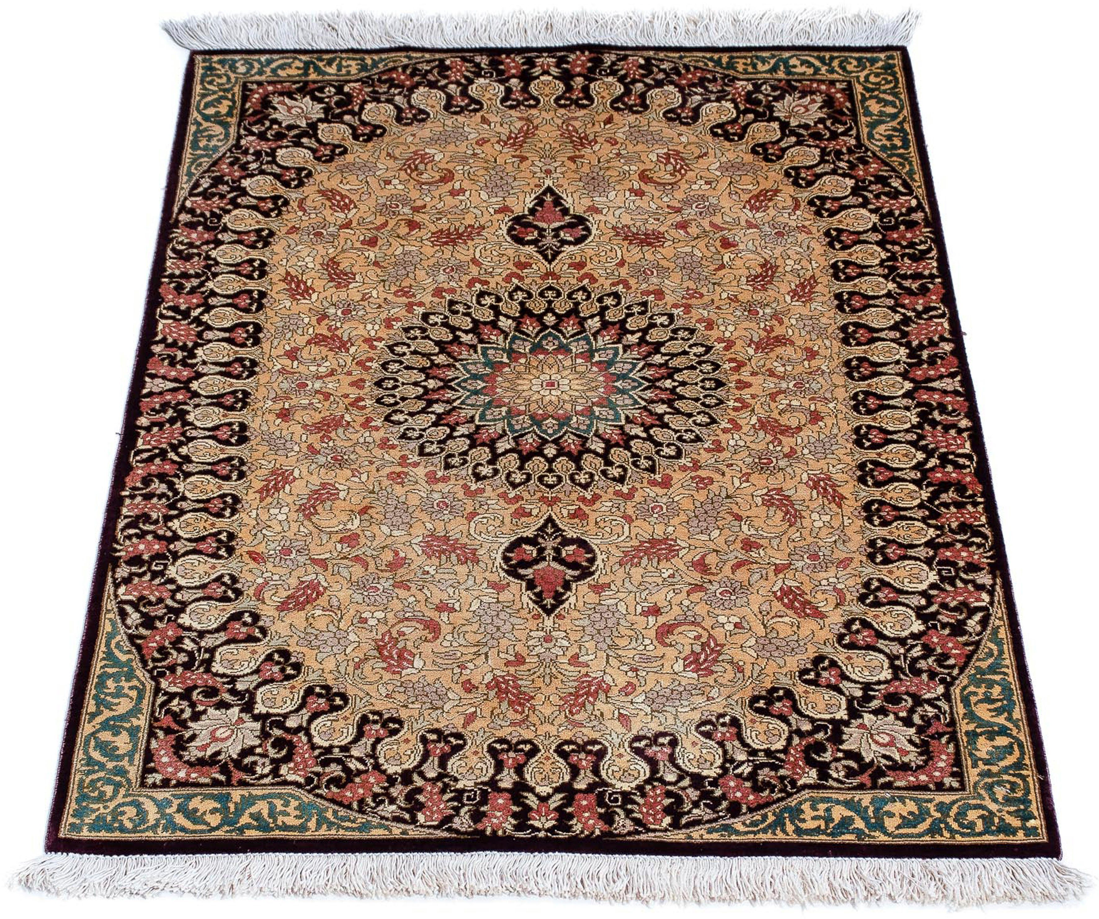 Orientteppich Perser - Ghom - 90 x 59 cm - braun, morgenland, rechteckig, Höhe: 10 mm, Wohnzimmer, Handgeknüpft, Einzelstück mit Zertifikat