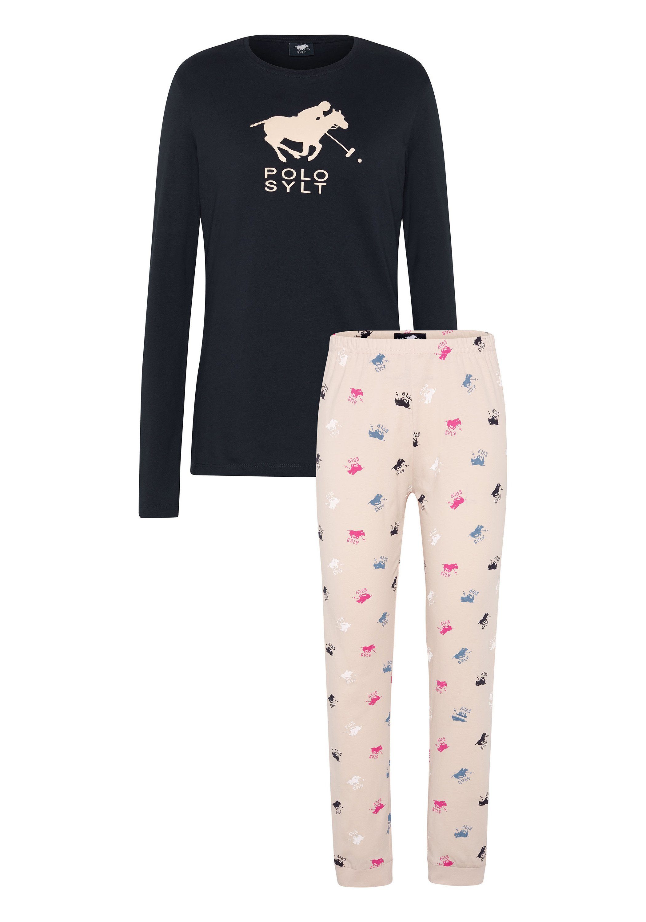 Polo Sylt Pyjama im Label-Design (Set, 2 tlg) 4828 Dark Blue/Light Pink