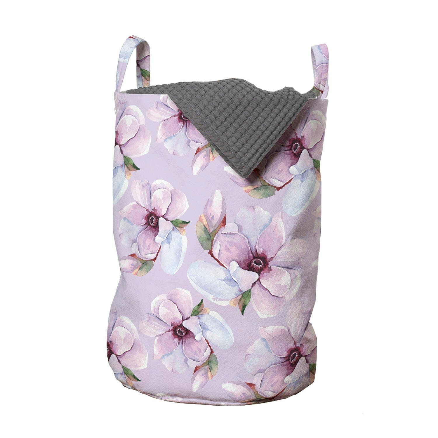 Abakuhaus Wäschesäckchen Wäschekorb mit Griffen Kordelzugverschluss für Waschsalons, Blumen Blooming Aquarell-Blumen