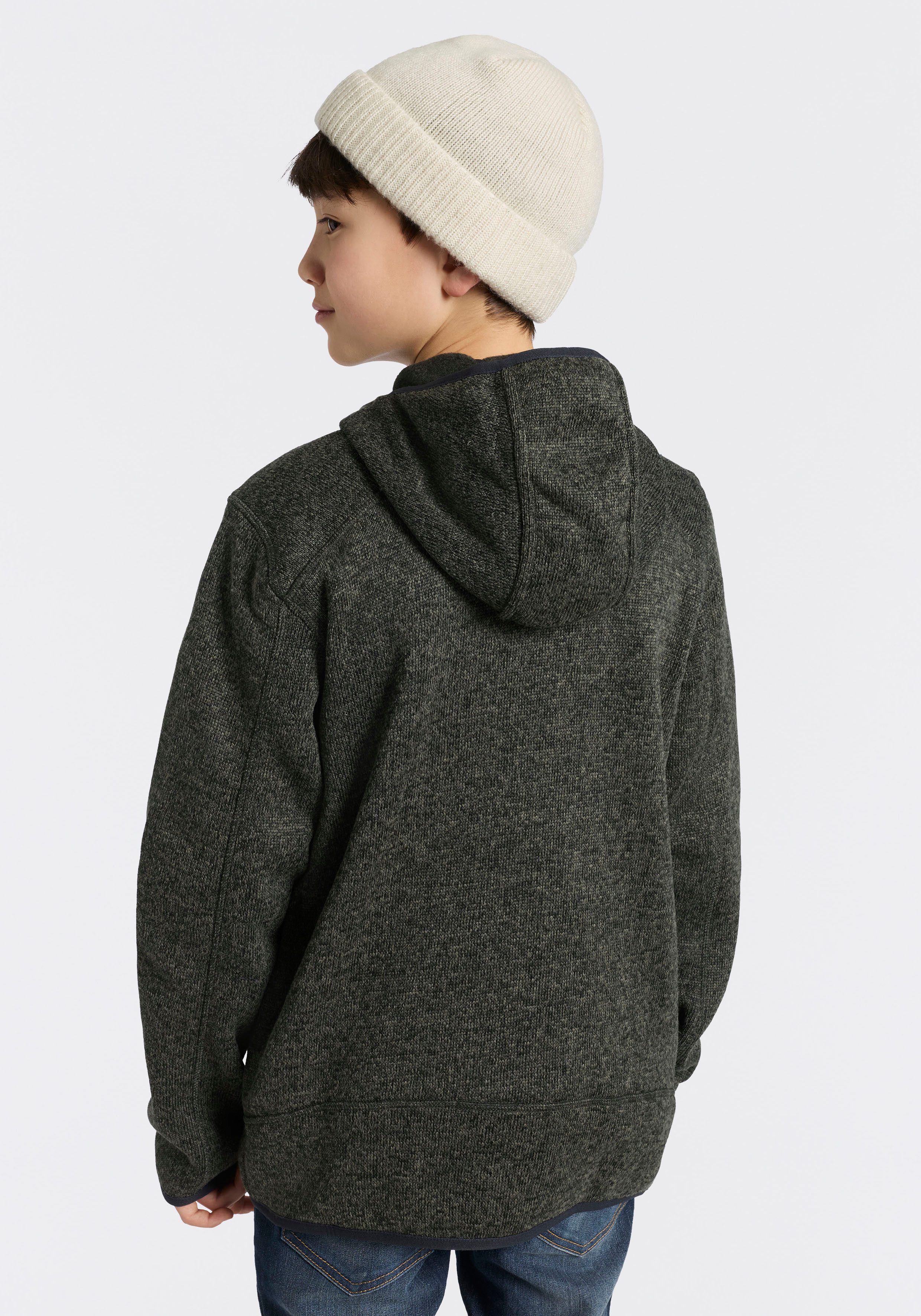 CMP Strickfleecejacke KID JACKET FIXED HOOD mit atmungsaktiven und schnell trocknenden Eigenschaften