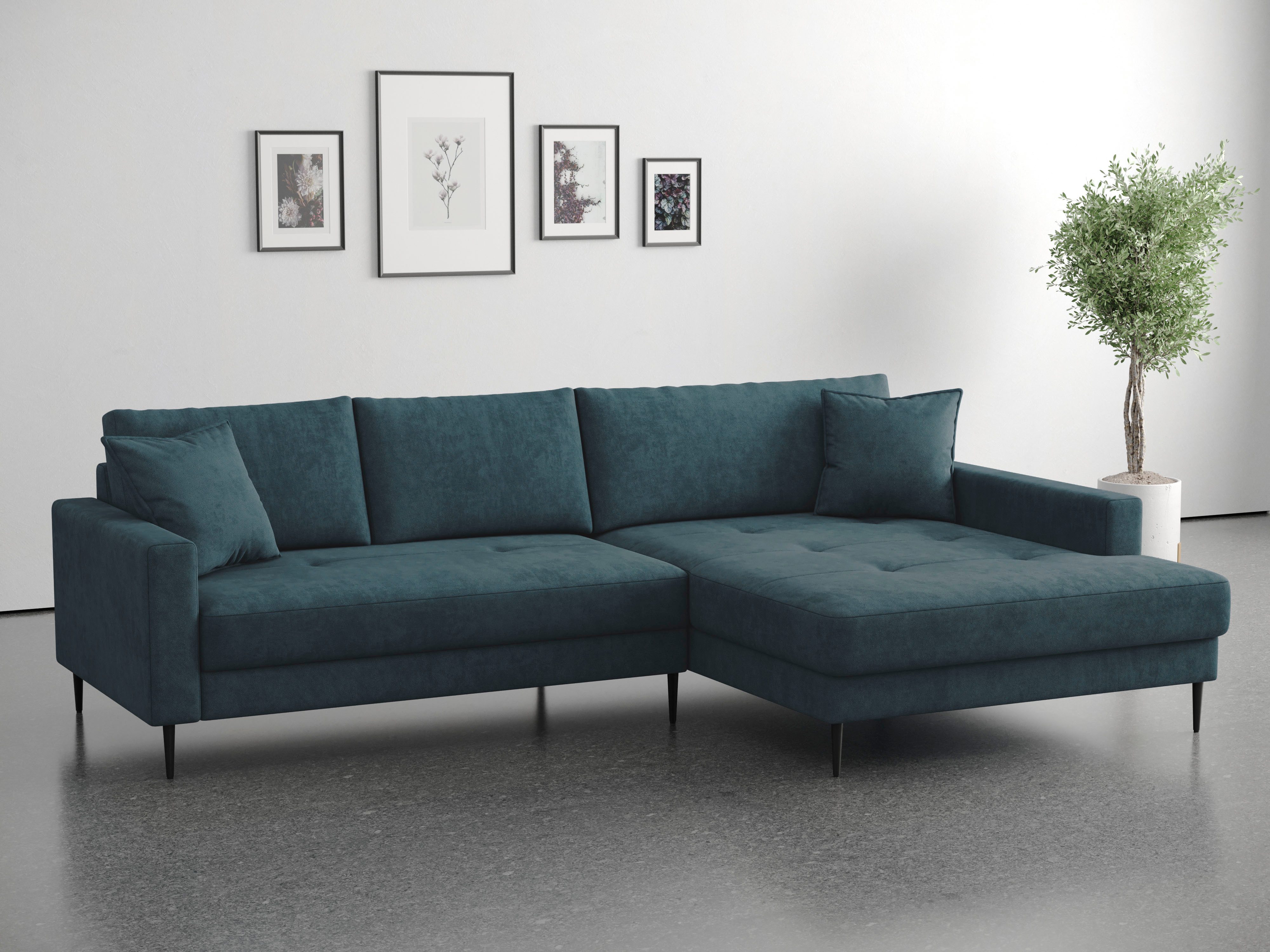 OTTO home Ecksofa Summer L-Form, B: 280cm, in Cord & Struktur, wahlweise mit Kopfstützen, schwarze Metallfüße
