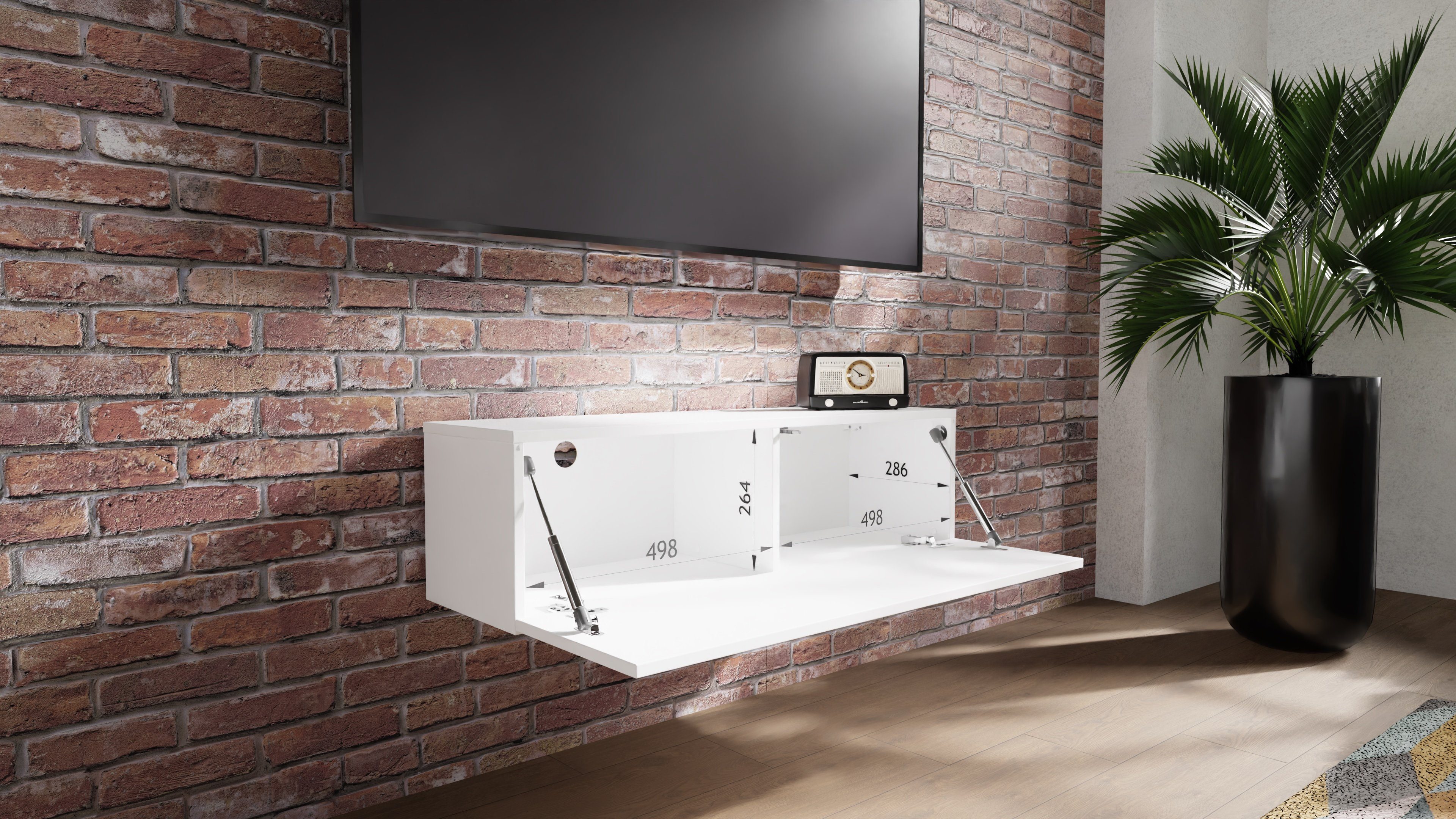 Platan Room Lowboard, Fernsehschrank 105/140/160/210/280cm breit Hängend Stehend Hochglanz