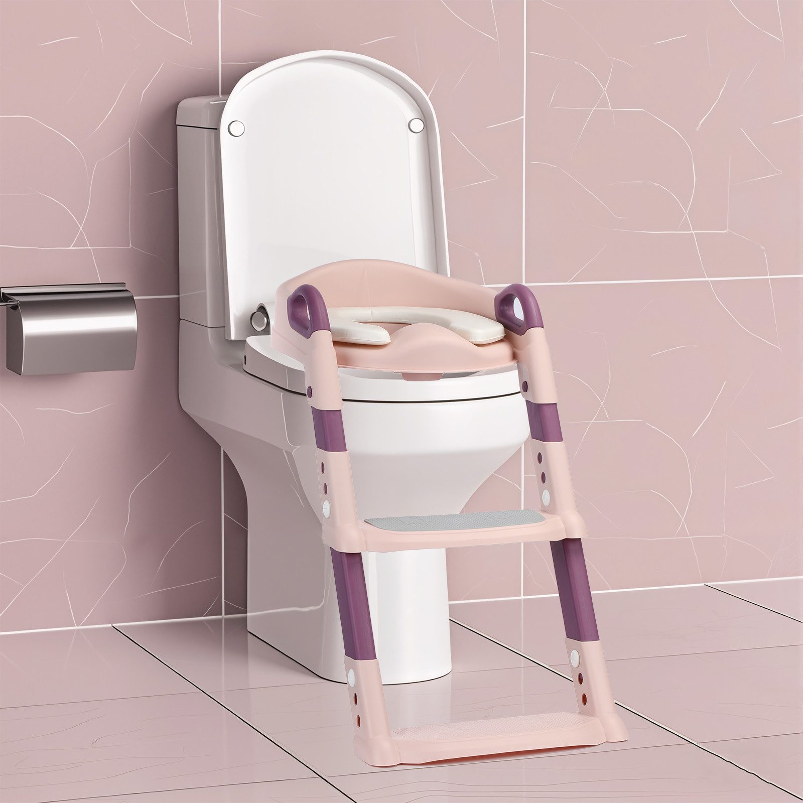 oyajia Toilettentrainer Töpfchentraining Kleinkind Baby Sicherheit Trittleiter Toilette lernen, Toilettensitz Baby Wc-Sitz Kindertoilette Sicherheitssitz mit Treppe