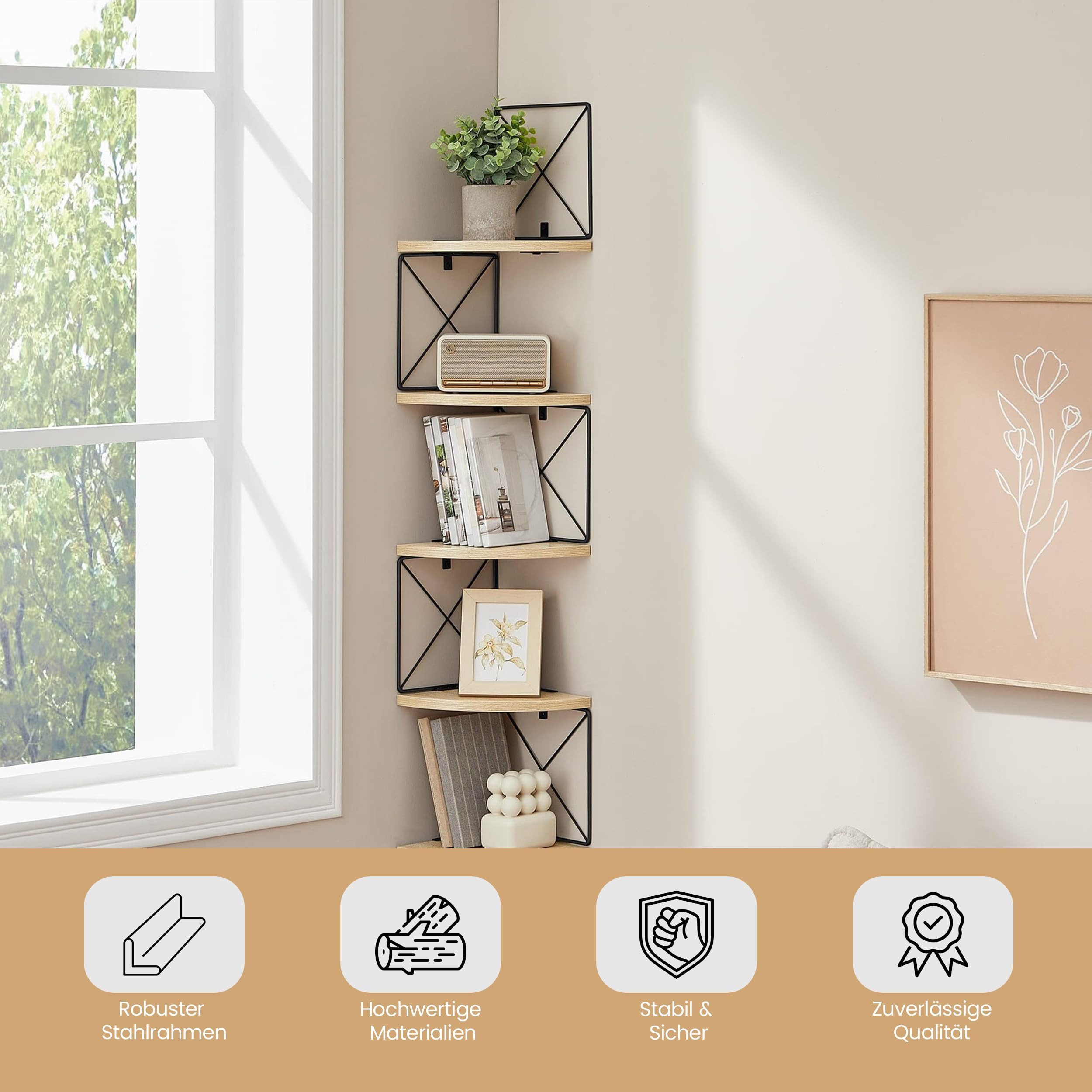 Best for Home Bücherregal Best For Home Holzregal in Trapezform – Stilvoller Stauraum