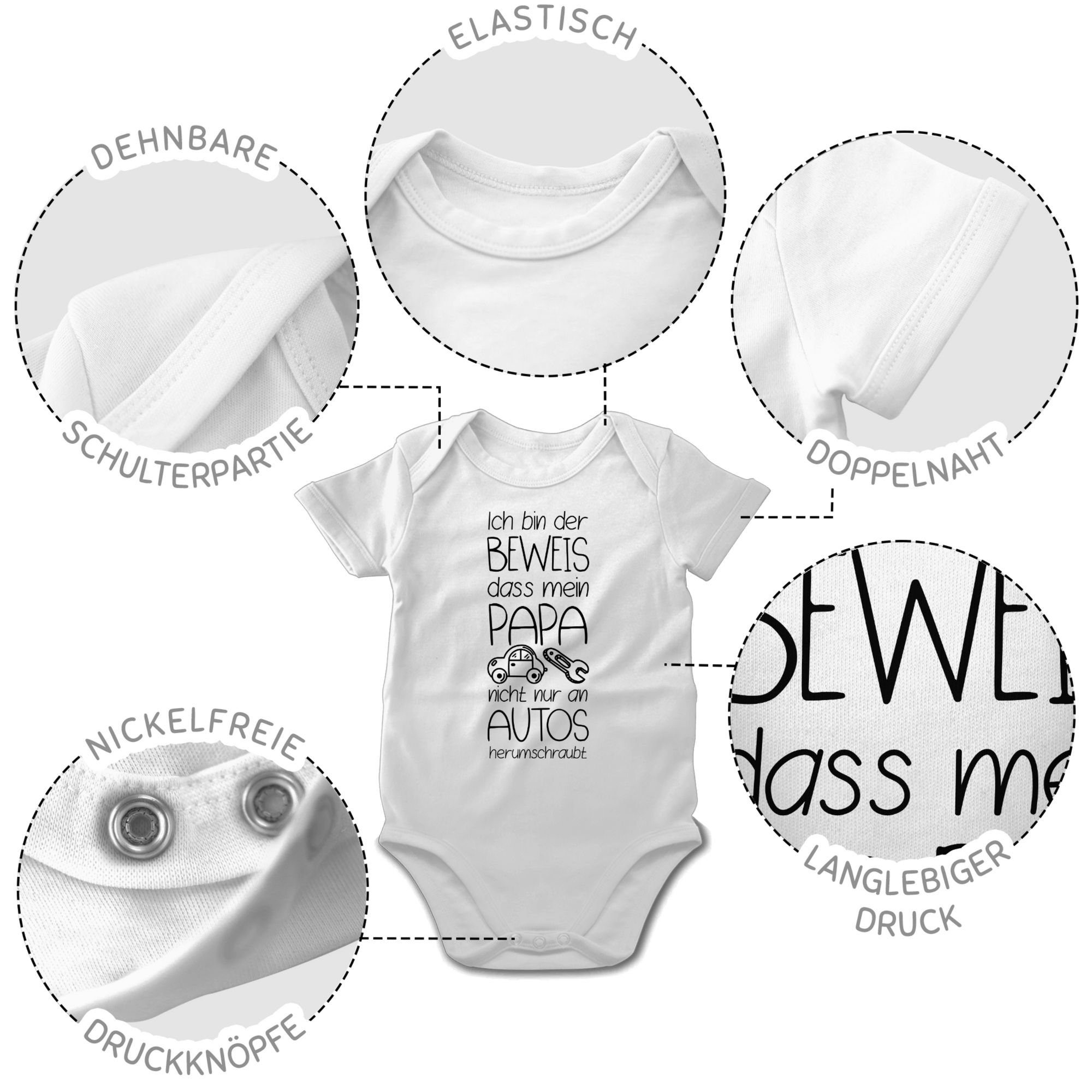 Shirtracer Shirtbody Ich bin der Beweis dass mein Papa nicht nur an Autos herumschraubt Sprüche Baby