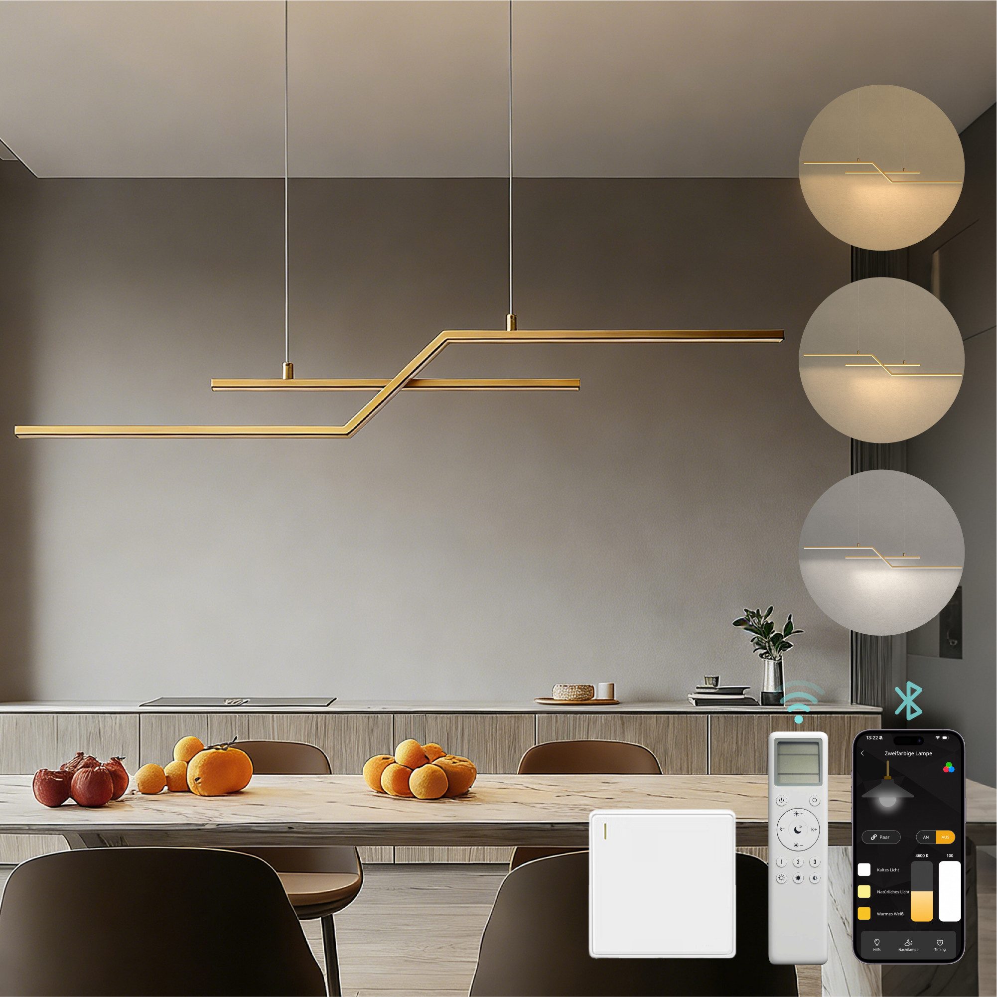 Mai & Mai LED Pendelleuchte LED Hängelampe Linear design Verstellbares Hängeleuchte Luvina10