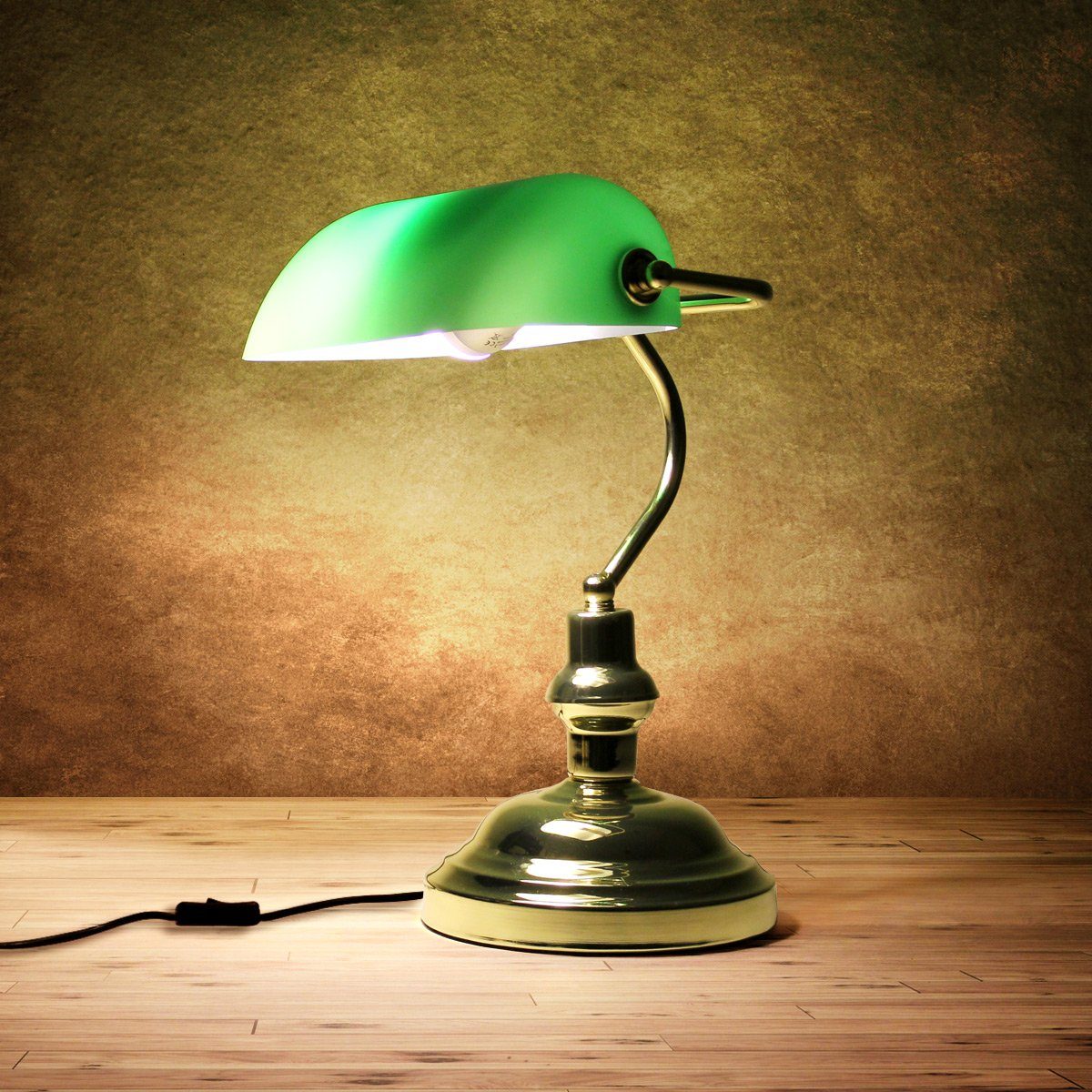 lux.pro Tischleuchte, Ein-/Ausschalter, ohne Leuchtmittel, »Colonia«  Bankerlampe Schreibtischlampe Bibliothekslampe H: 37cm Grün