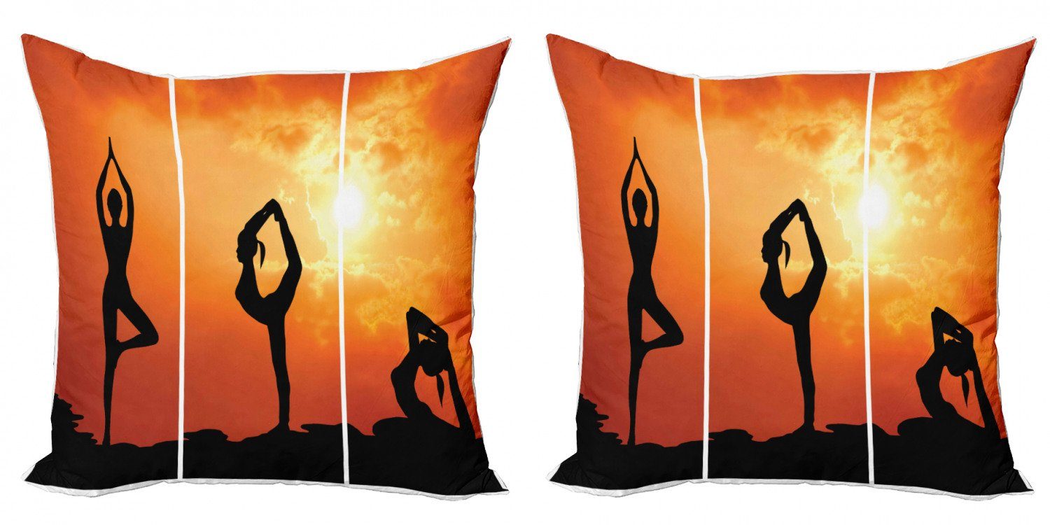 bei Abakuhaus Stück), Sonnenuntergang Accent Frauen Doppelseitiger Digitaldruck, Praxis Modern Yoga Kissenbezüge (2