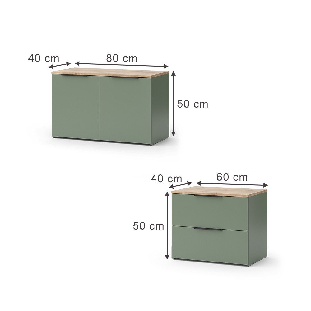 Vicco Wohnwand Wido, Grün/Sonoma, 3 Teile günstig online kaufen