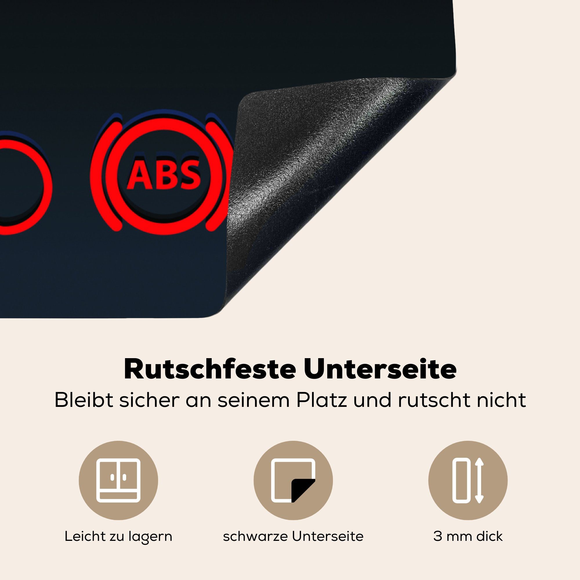 MuchoWow Herdblende-/Abdeckplatte Illustration auf dem tlg), Ceranfeldabdeckung, Symbole in Vinyl, Arbeitsplatte roten einem Auto (1 Armaturenbrett, der küche cm, für 78x78