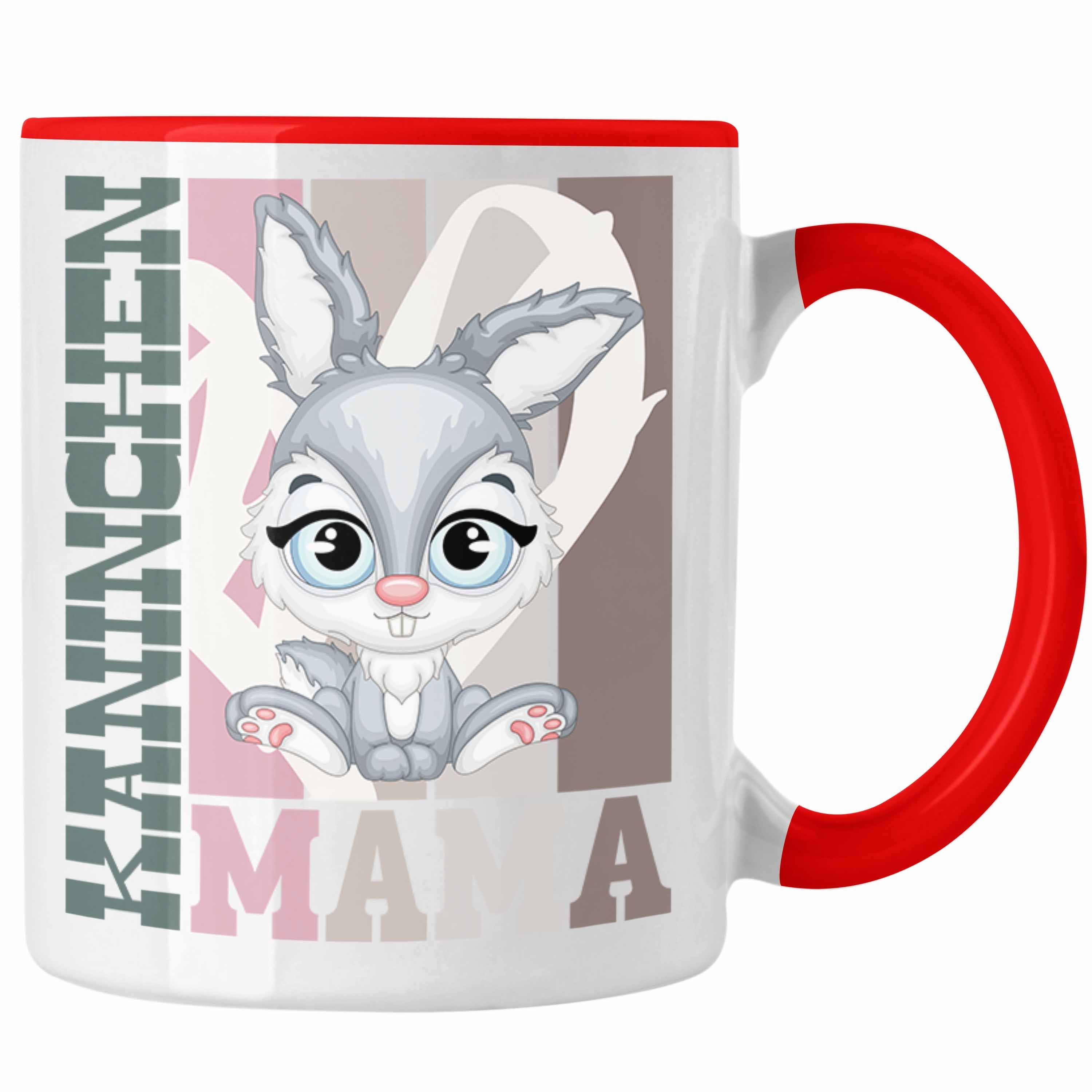 Trendation Tasse Trendation - Kaninchen Mama Tasse Geschenk für Hasen Besitzerin Spruch Rot | Teetassen