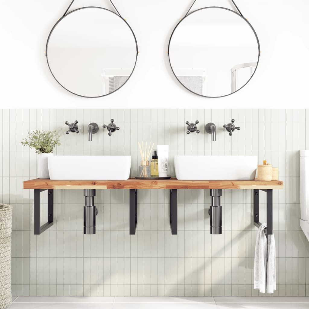 vidaXL Badezimmerspiegelschrank Waschbeckenregal Wandmontage Stahl und nholz (1-St)