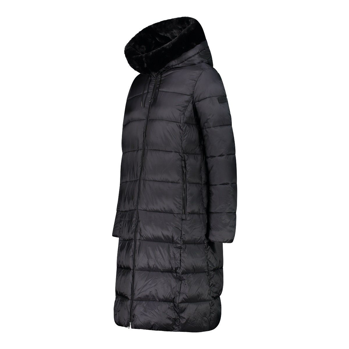 CMP Wintermantel Coat Fix Hood (Glanzeffekt, warm) schwarz Damen