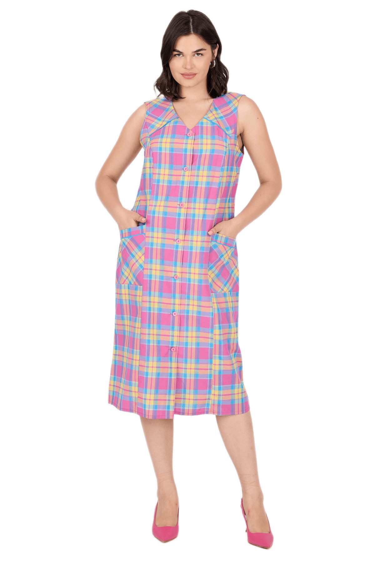 Phistan Tunikakleid Kittel aus garngefärbtem Stoff – Kariert günstig online kaufen