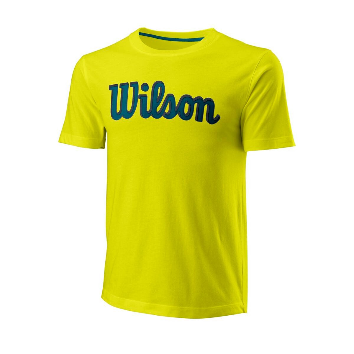 Wilson T-Shirt Tennis Script Eco Cotton (Baumwolle, Slim Fit) 2022 gelb Herren