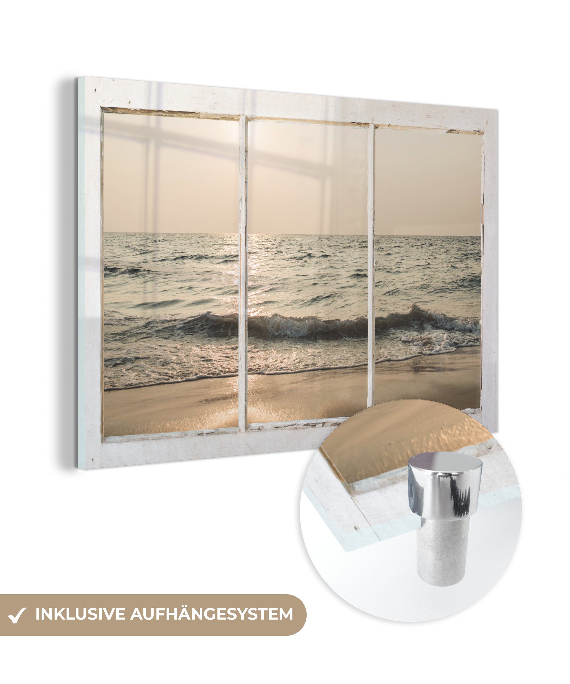 auf MuchoWow Wanddekoration - Aussicht Acrylglasbild Meer, - Strand Bilder Glas (1 St), Glas - - - auf Glasbilder Foto Wandbild