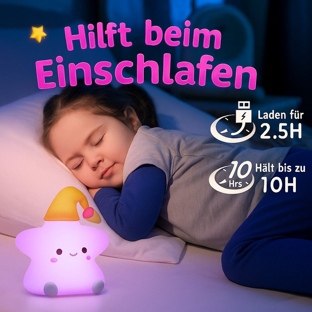 Futicare LED Nachtlicht Tier Nachtlicht, Nachtlicht süße Tiere Silikon, 16 Farben & 5 Helligkeiten, USB Wiederaufladbar, Baby Tischlampe für Kinderzimmer Babyzi – Bild 4 von 5