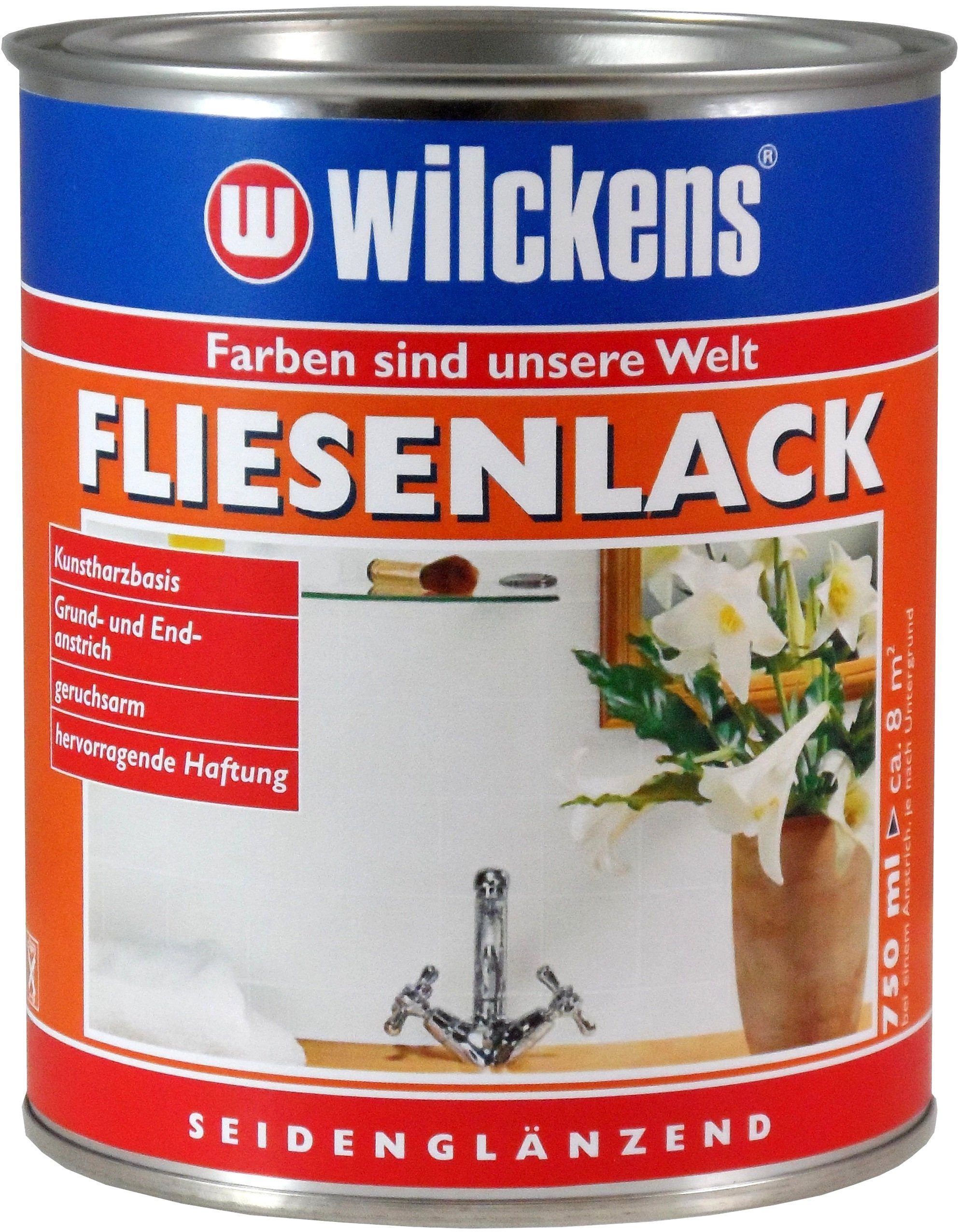 Wilckens Farben Lack, Fliesenlack Weiß 750ml Weiß seidenglänzend