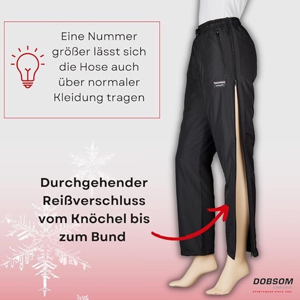 Dobsom Outdoorhose Winter Reha-Hose D/H gefüttert mit durchgehendem Reißverschluss warm auch in Kurzgrößen