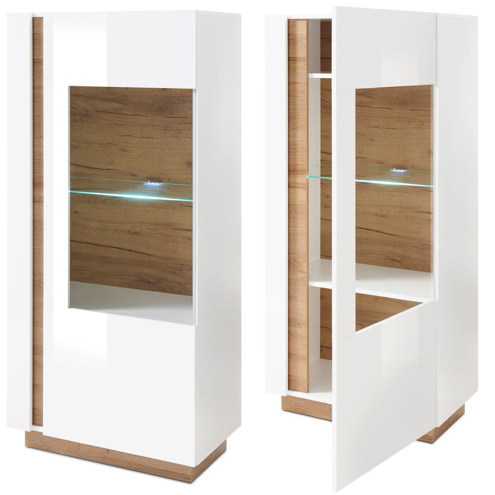 Lomadox Wohnwand CELLE-61, (2-St), weiß Glanz und Grandson Oak Eiche Nb. 34 günstig online kaufen