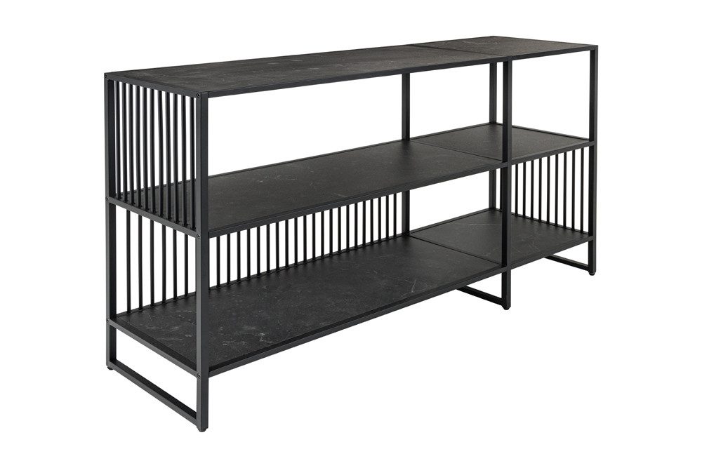 riess-ambiente Bücherregal ARCHITECTURE 120cm graphit · Standregal aus Metall mit 3 Regalböden, Einzelartikel 1-tlg., Wohnzimmer · Marmor-Design · Aufbewahrung · Raumteiler · 6 Ablageböden