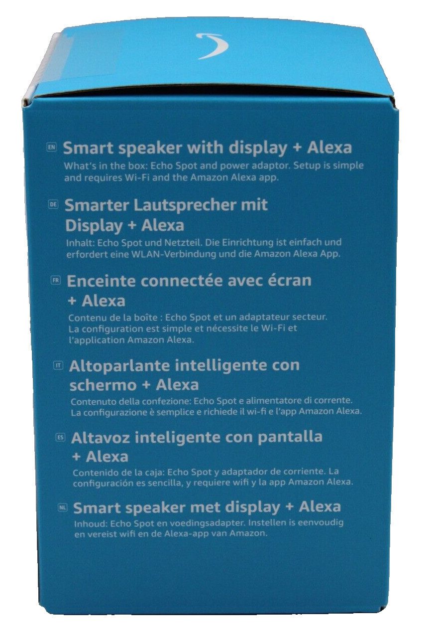 Amazon Echo Spot 2024 Kompakter & Smarter Lautsprecher WLAN Bluetooth Wecker Smart Speaker (WLAN (WiFi), Bluetooth, voller Klang mit Sprachsteuerung Energiesparmodus)