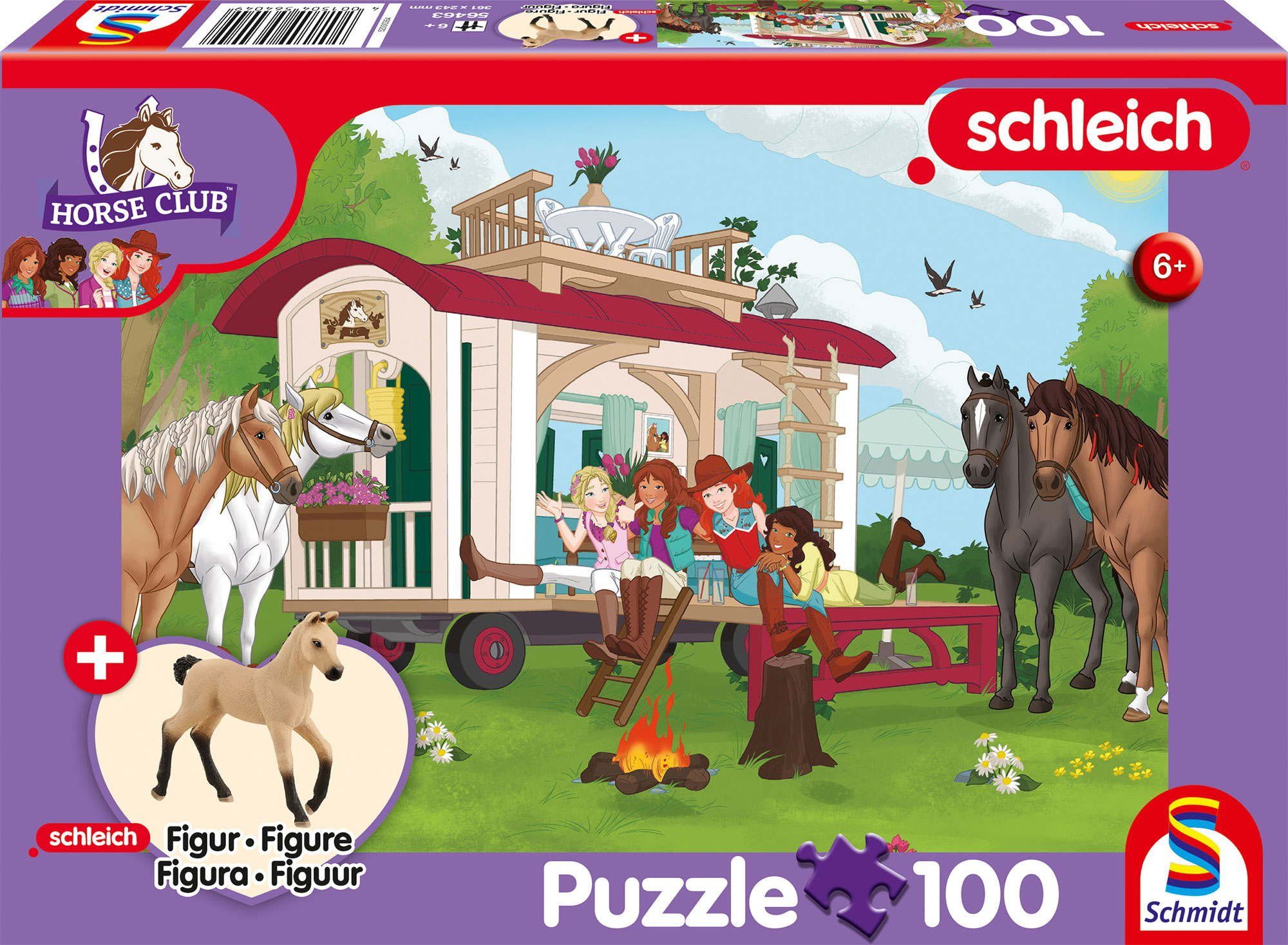 Schmidt Spiele Puzzle 100 Teile Kinder Puzzle Schleich Horse Club Wohnwagen Figur 56463, Puzzleteile