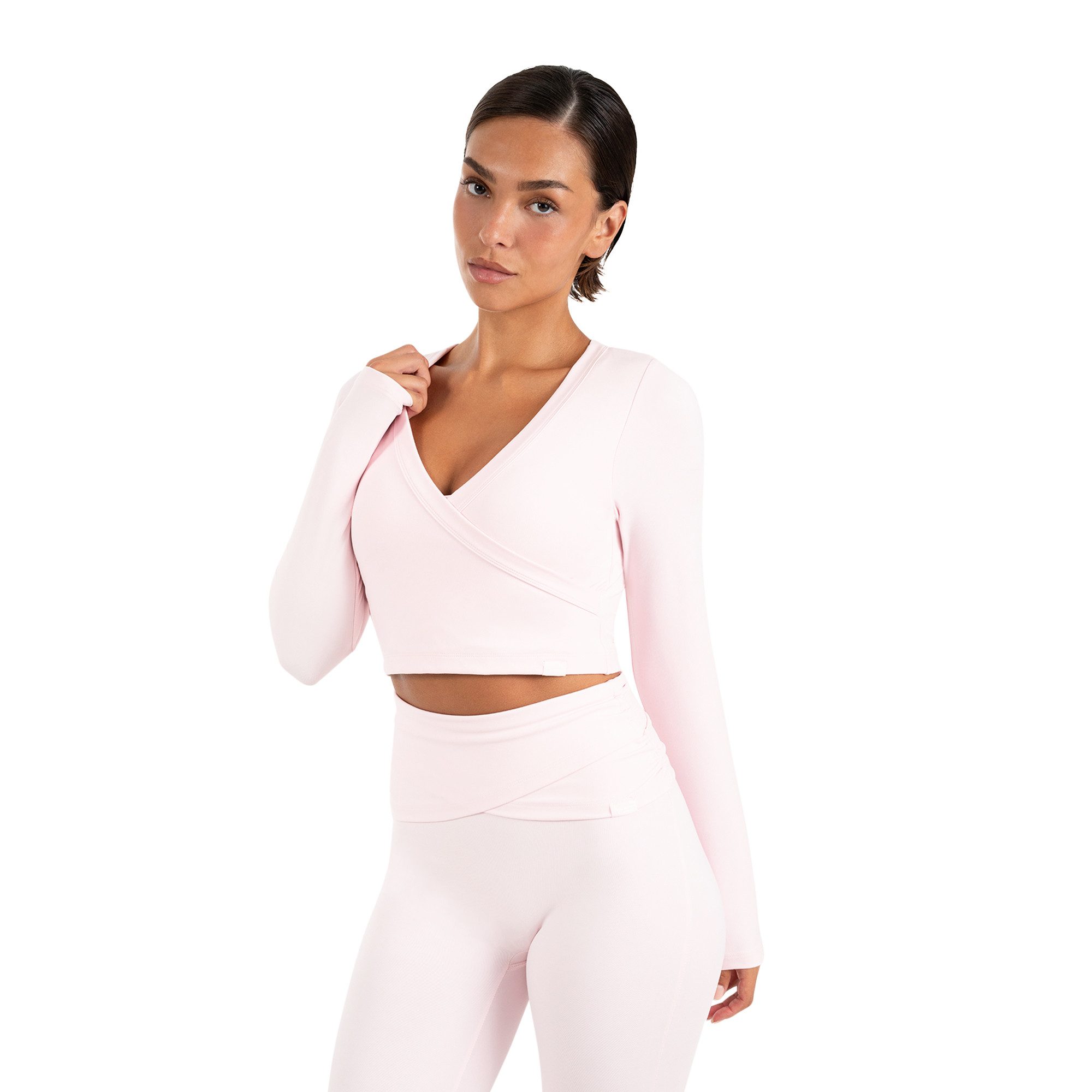 Smilodox Longsleeve Niora Damen, Crop Langarmshirt, Slim Fit, V-Ausschnitt Cropped Schnitt, V-Neck, Stretch, figurbetont, Performance
