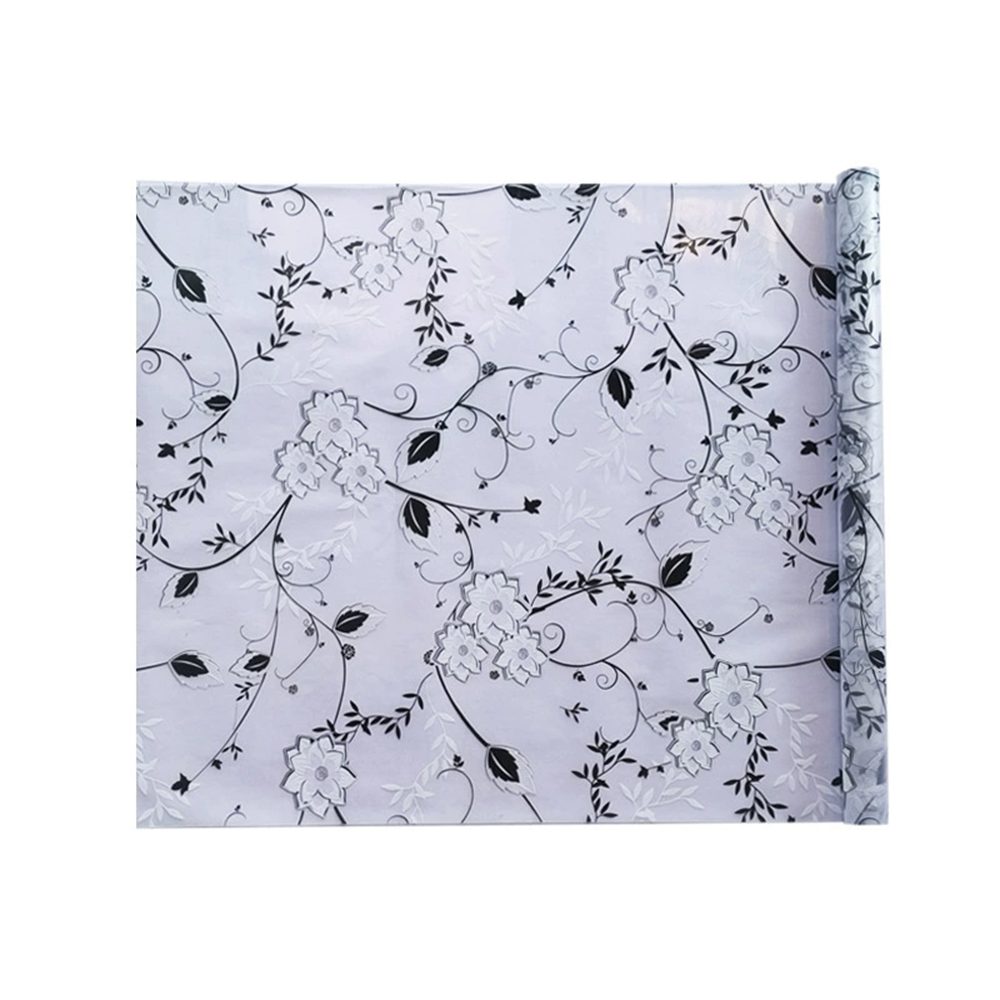 Agger Fensterfolie Sichtschutzfolie für Fenster,Blickdicht Selbsthaftend, Fenster, statische Fensterfolie mit Blumenmuster, abnehmbar, 44,5 × 200 cm