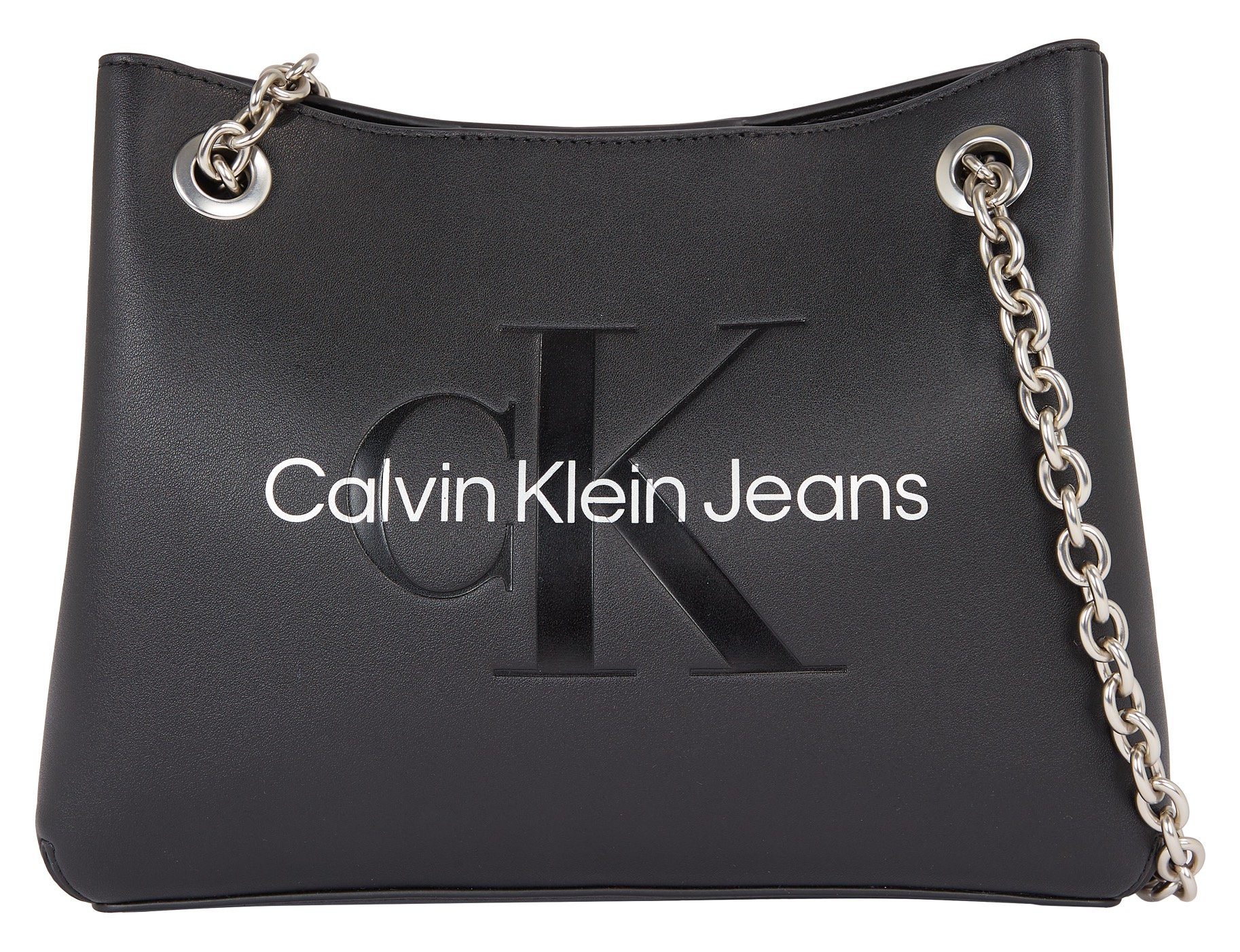 Calvin Klein Jeans Schultertasche SCULPTED SHOULDER BAG24 MONO, mit großflächigem Markenlogo vorne Handtasche Damen Tasche Damen