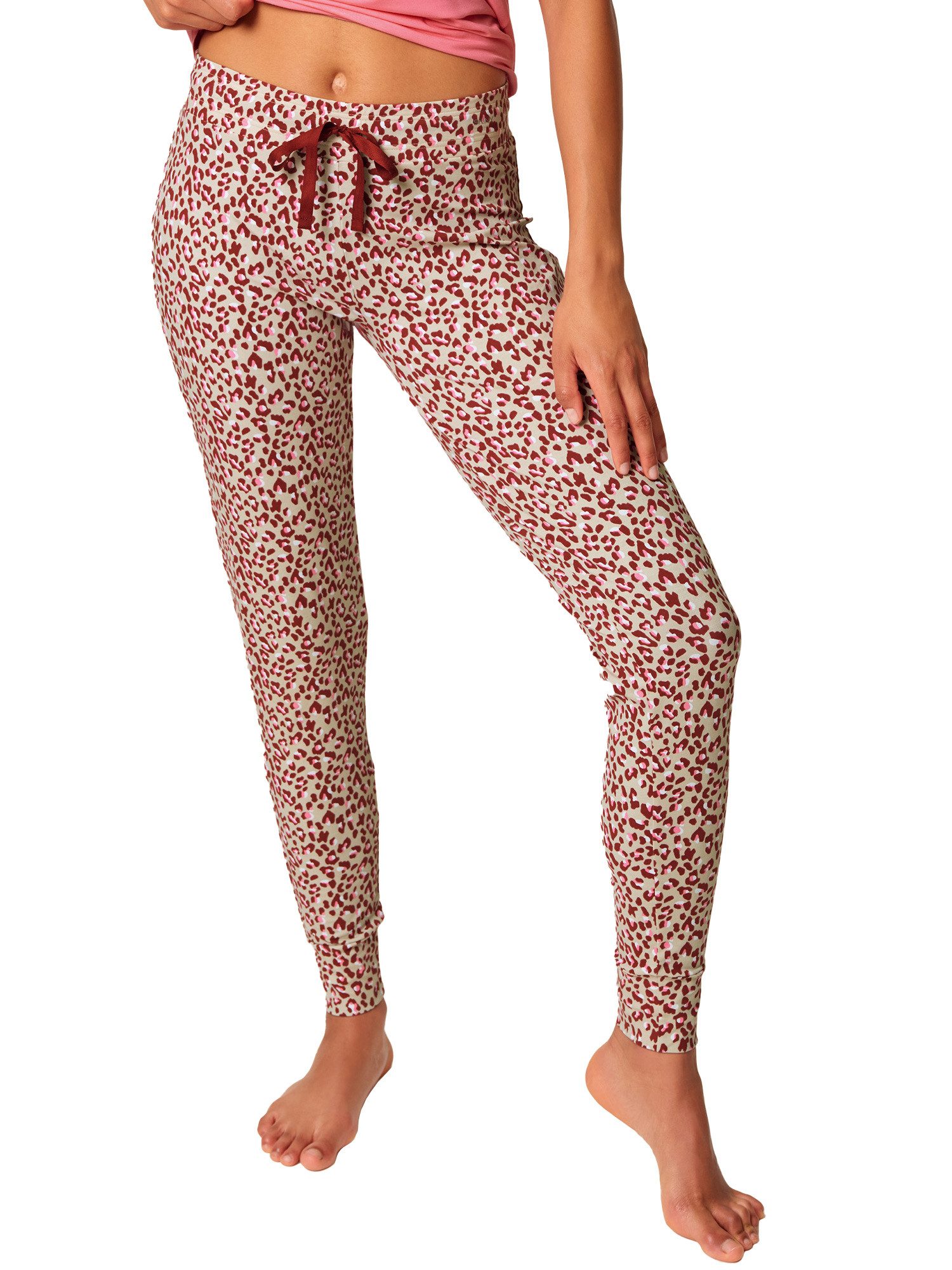 Skiny Loungehose Damen Hose lang Night In Mix & Match (Stück, 1-tlg) mit Stoff überzogener Bund mit Bindeband für besten Halt